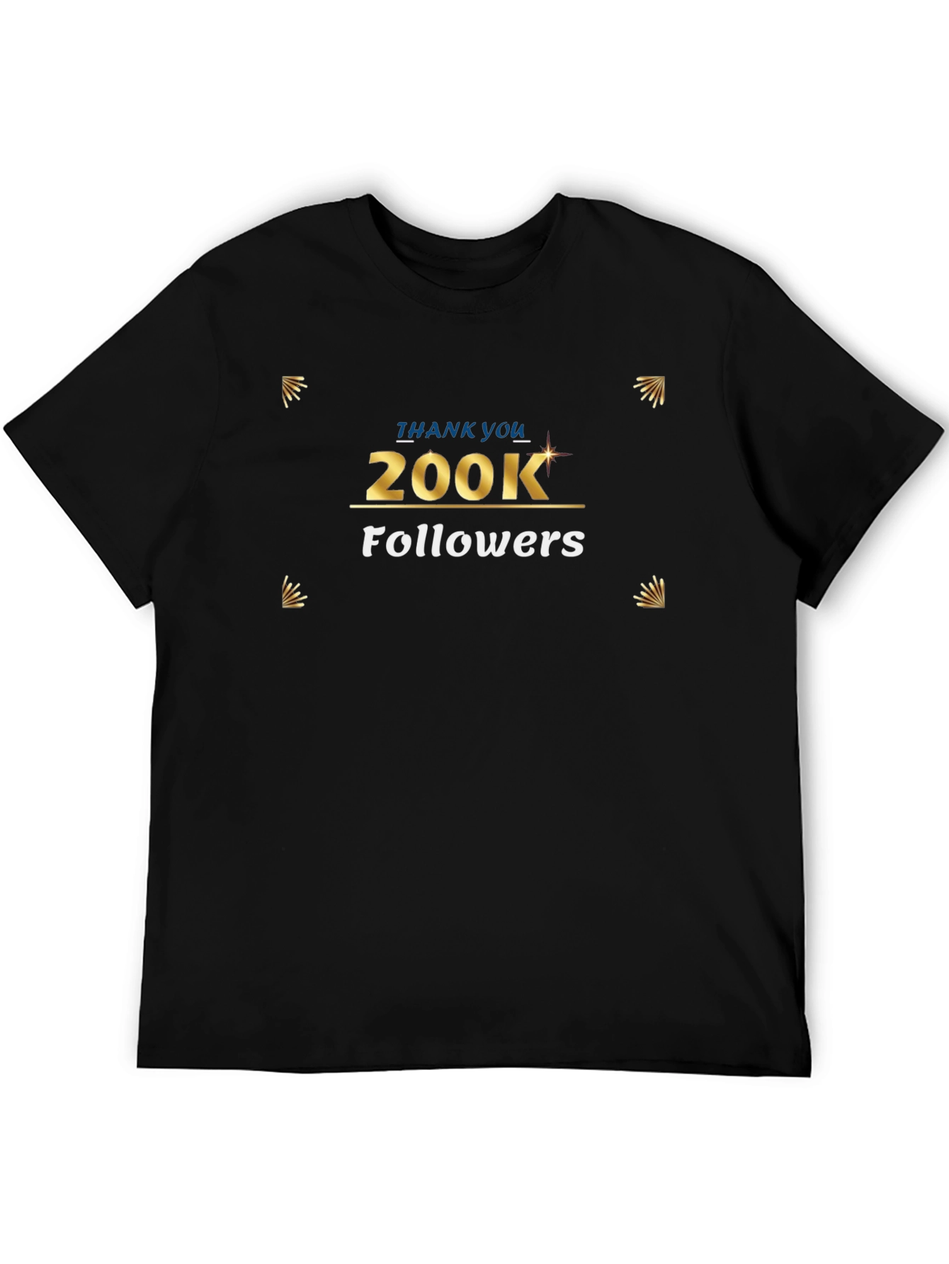 Black 200K Followers Celebration T-Shirt view 5