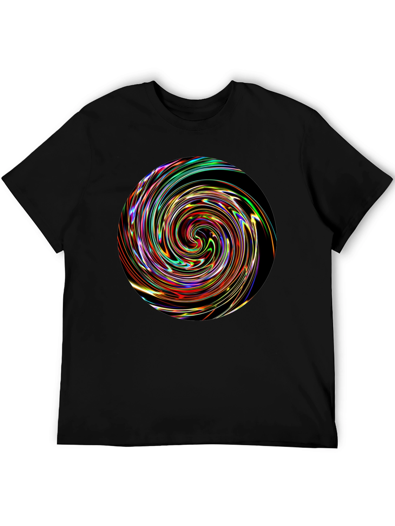 Black Vortex Swirl Graphic Black T-Shirt view 5