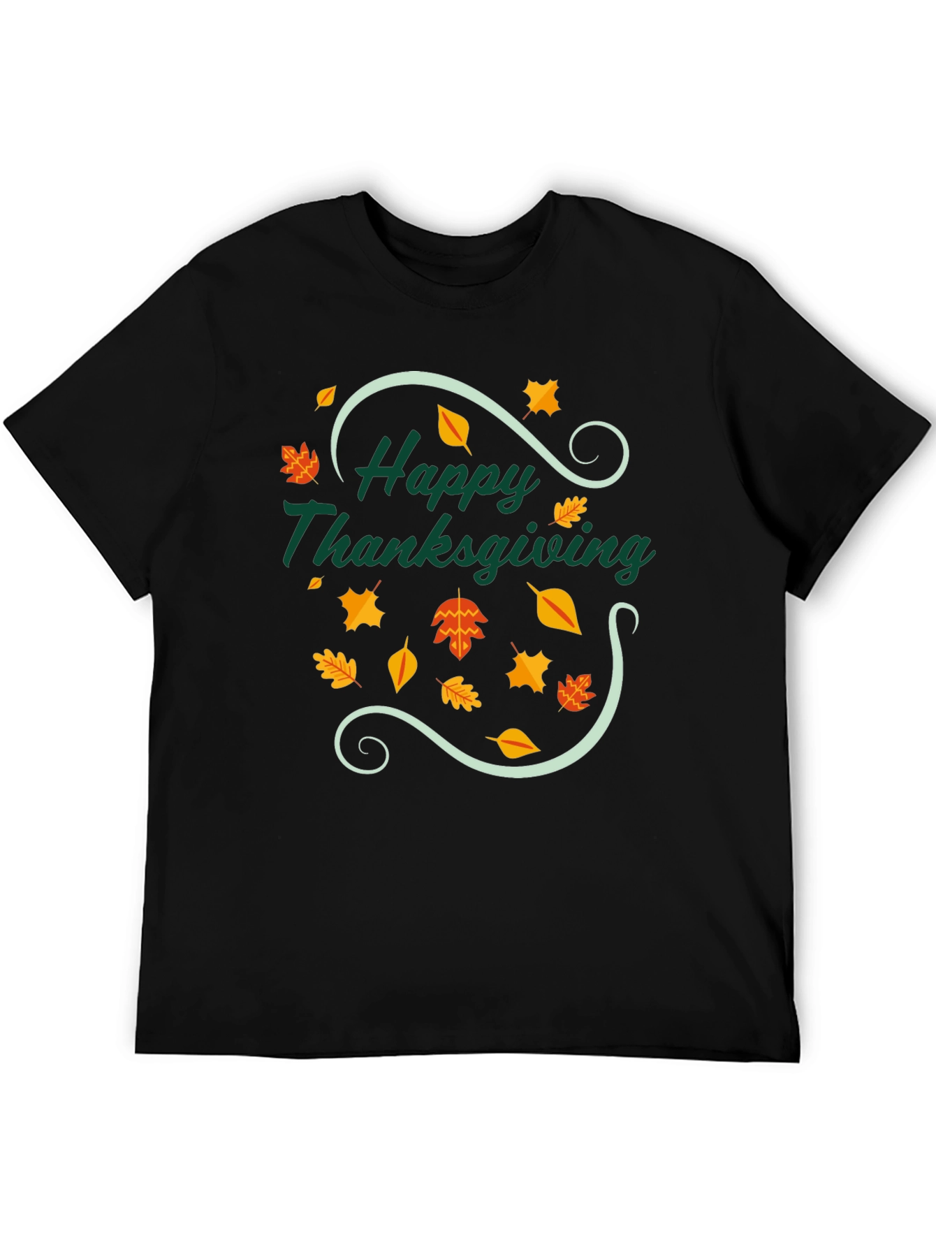 Black Happy Thanksgiving T-Shirt - Festive Fall Design view 5