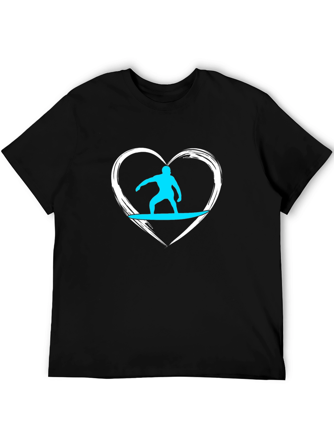 Surfer Heart Graphic Tee - Black Cotton Casual T-Shirt - 5