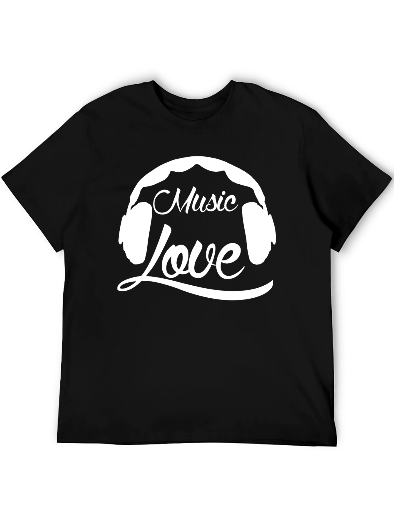 Black Music Love Graphic T-Shirt - Black Cotton Tee view 5