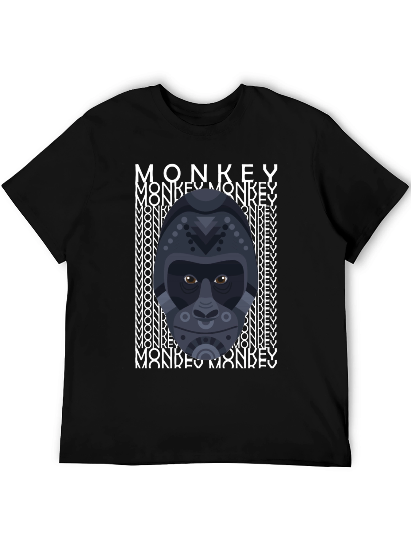 Black Geometric Gorilla Graphic Tee - Men's Black T-Shirt view 5