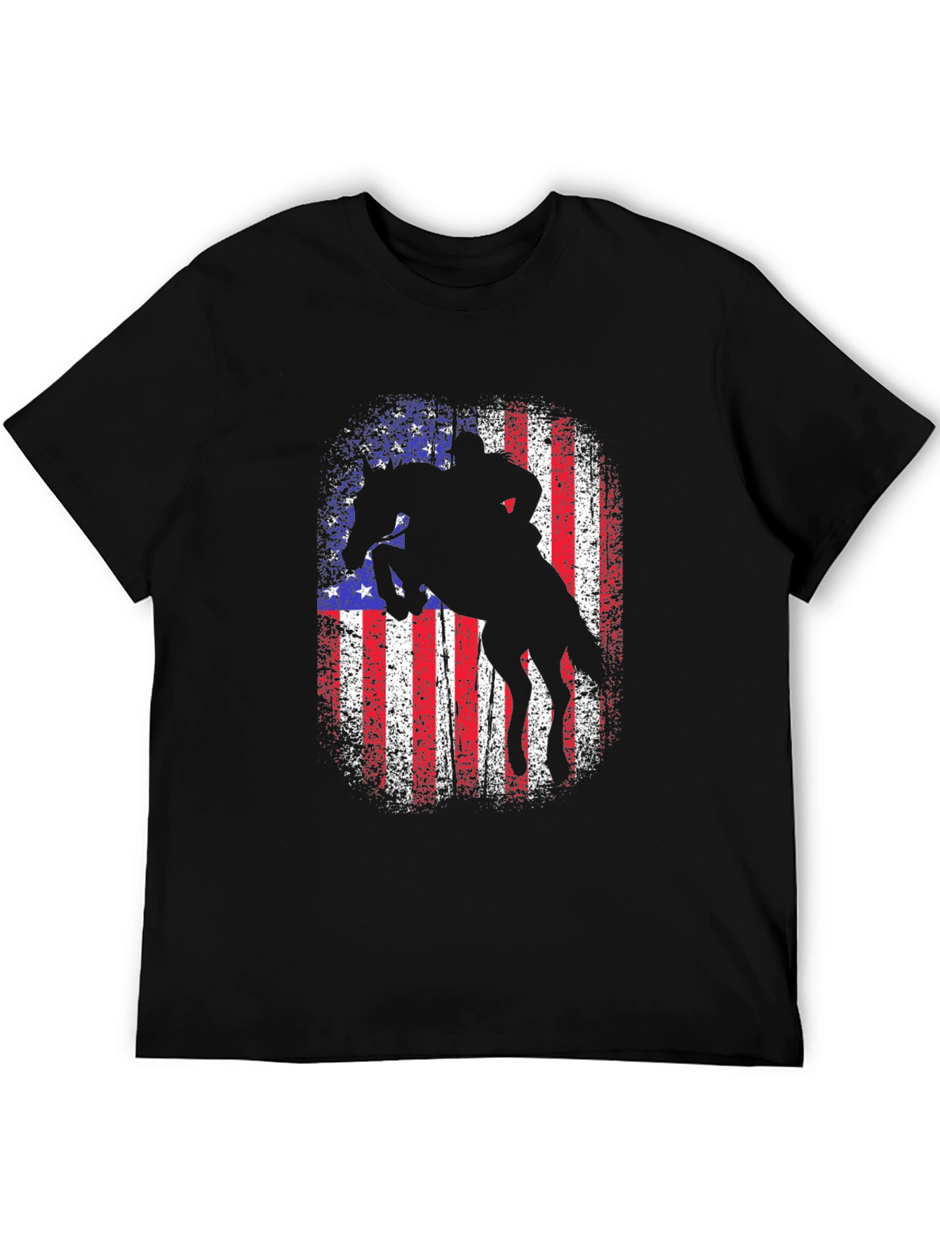 Black American Rodeo T-Shirt - Patriotic Rider Design view 5