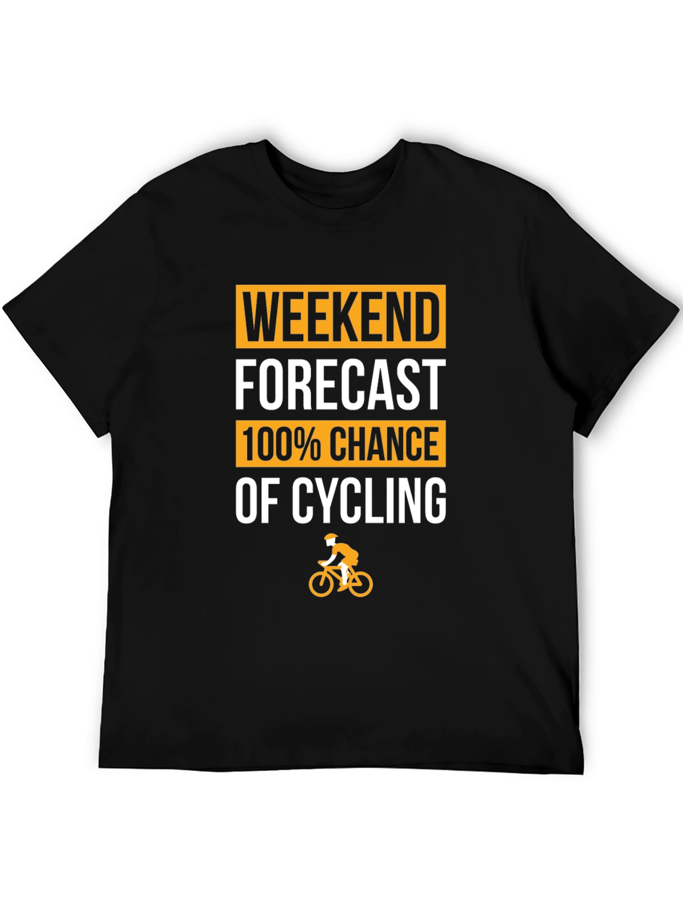 Black Cycling Forecast T-Shirt - 100% Chance of Cycling! view 5