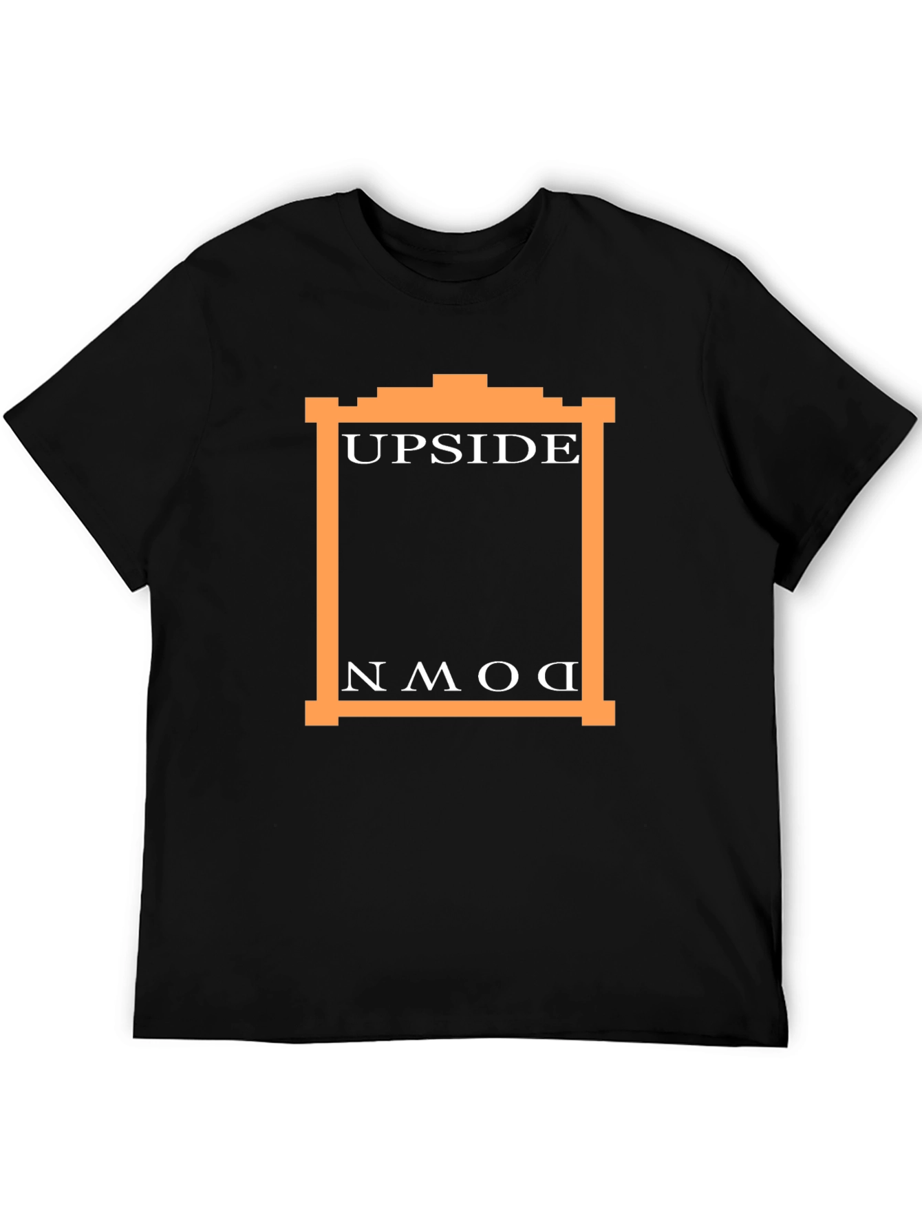 Black Upside Down Graphic Tee - Black Casual T-Shirt view 5