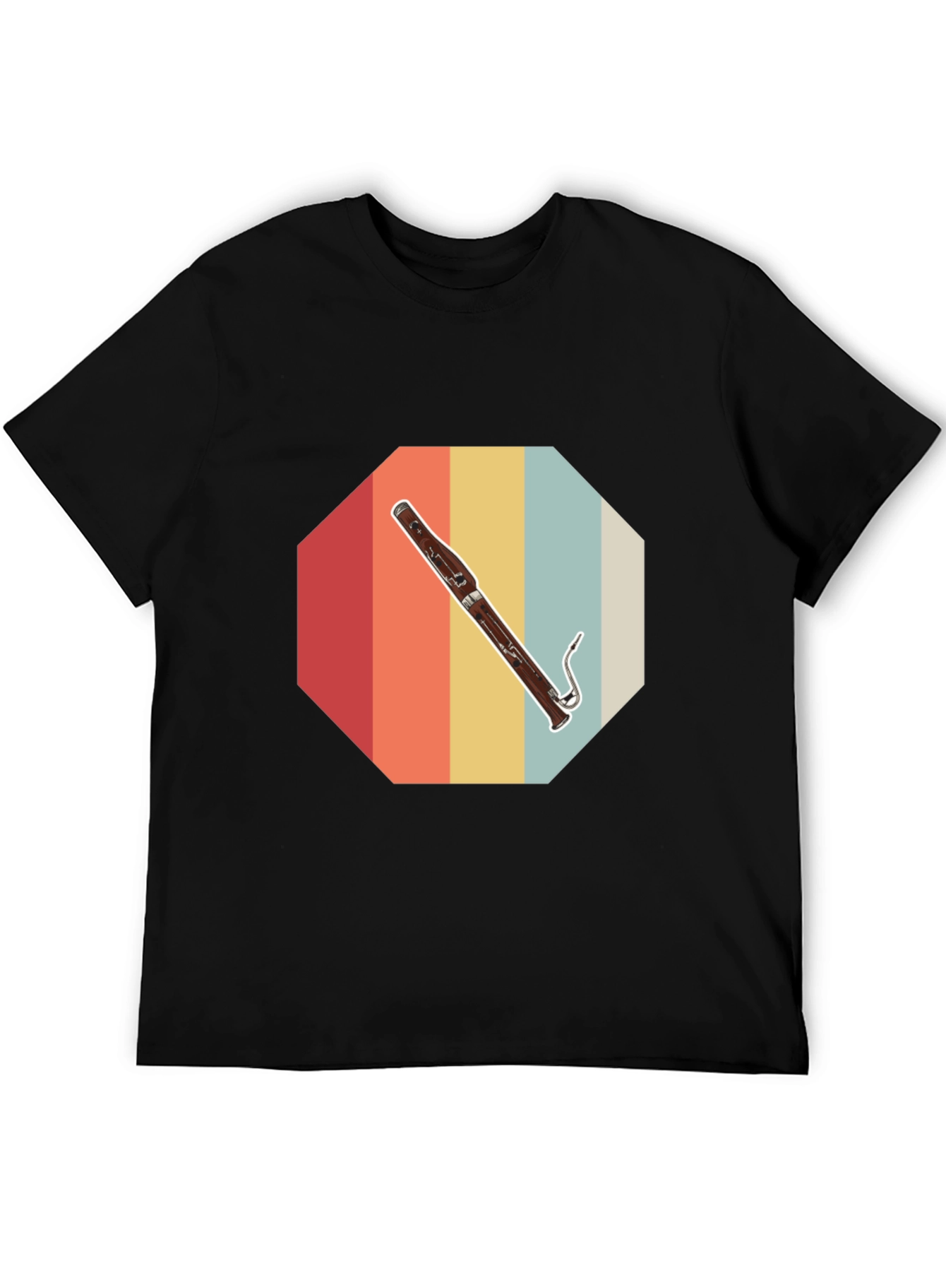 Black Bassoon Retro Octagon T-Shirt view 5