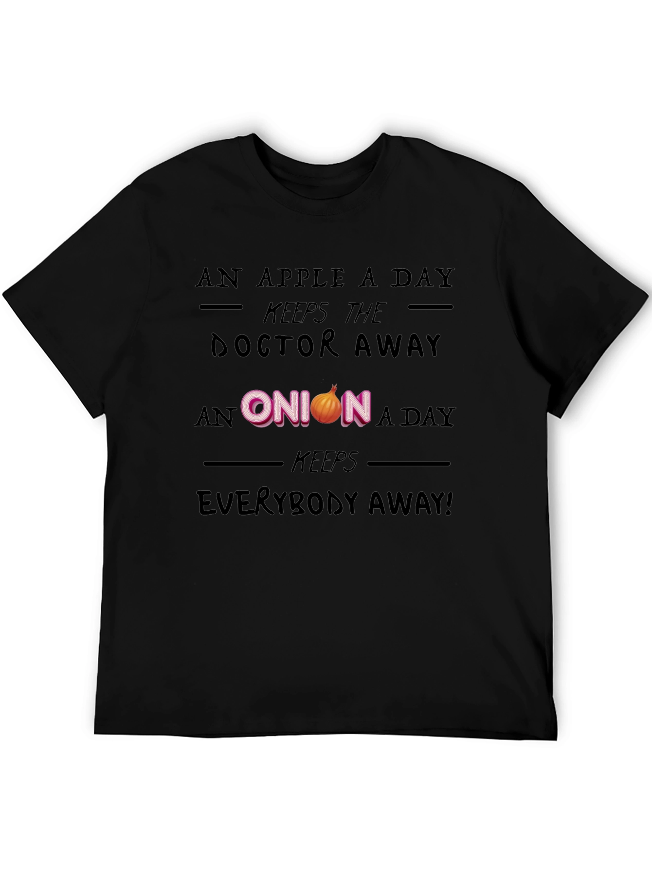 Black An Onion A Day Funny Graphic T-Shirt view 5