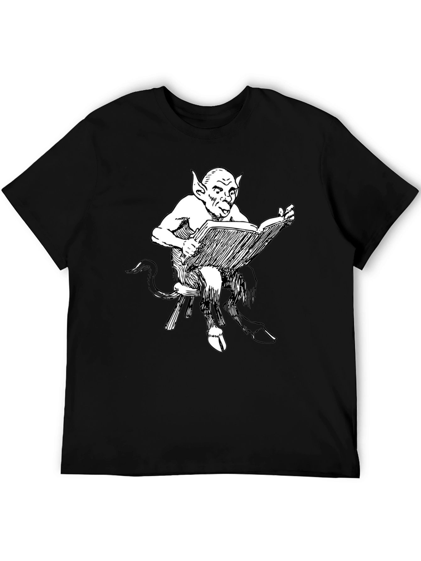 Black Satyr Reading Book Black T-Shirt view 5