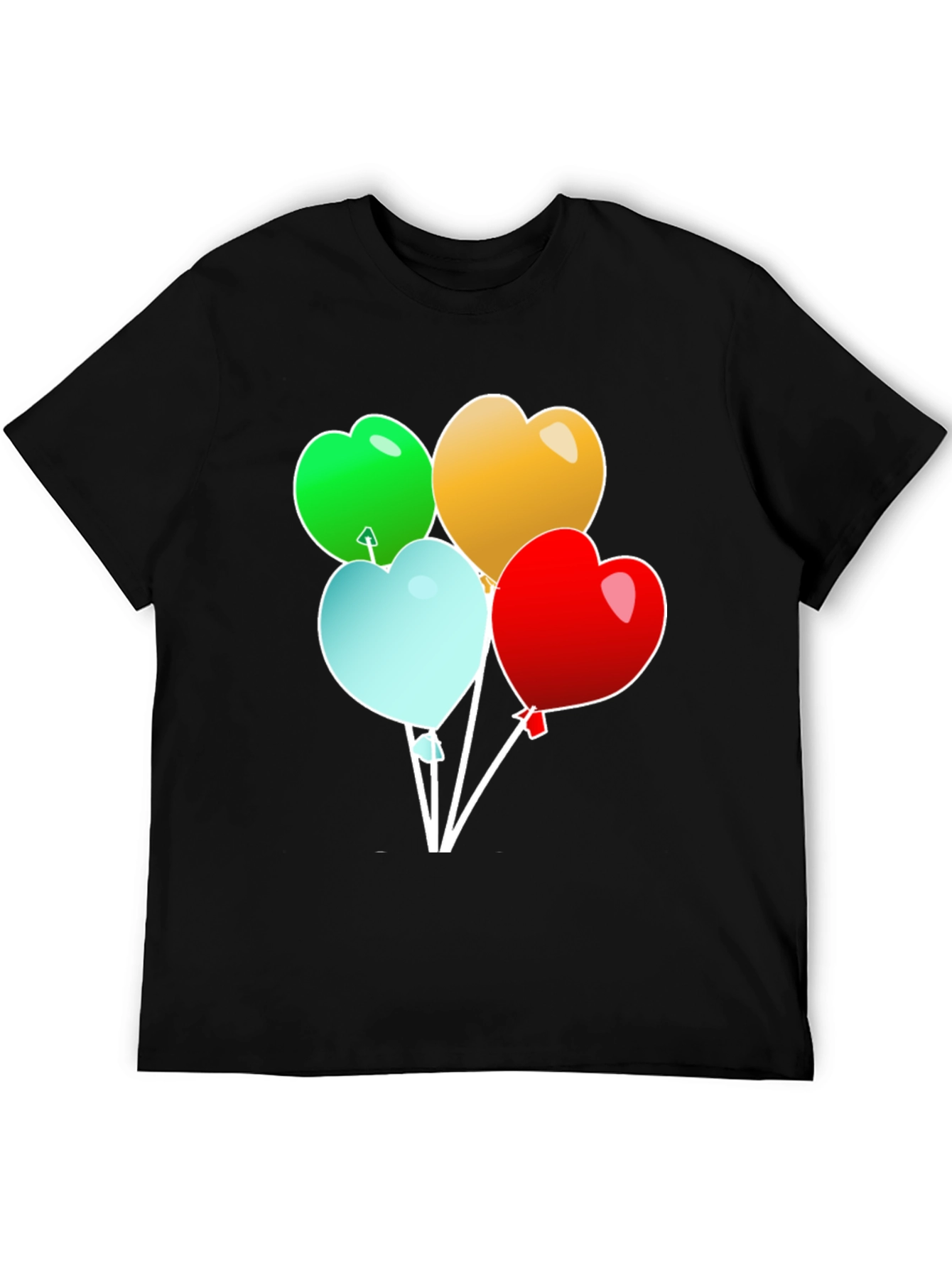 Black Heart Balloons Graphic T-Shirt - Stylish Men's Tee view 5