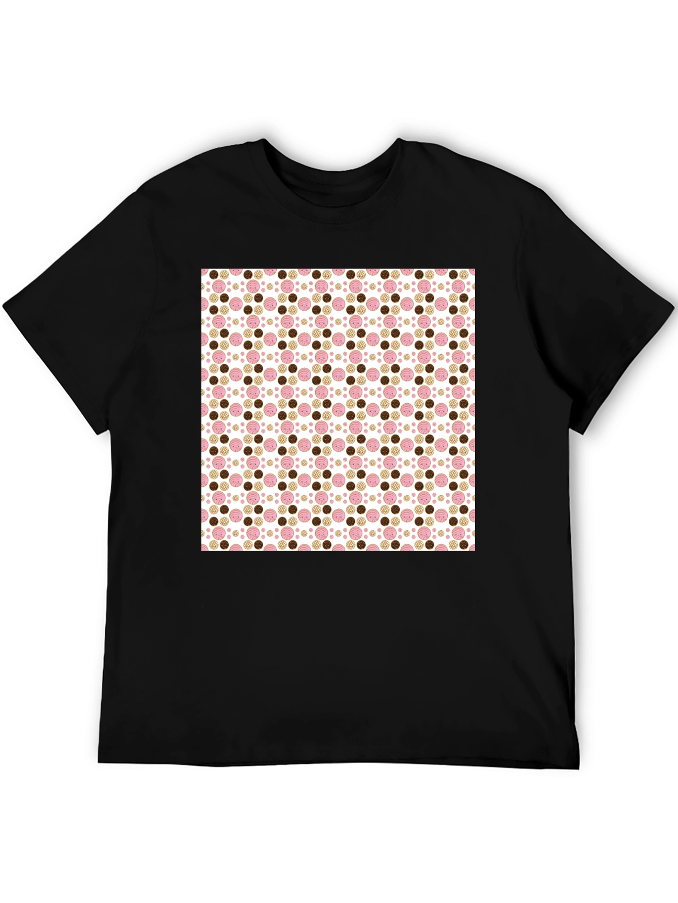 Black Patterned Button Print Black T-Shirt view 5