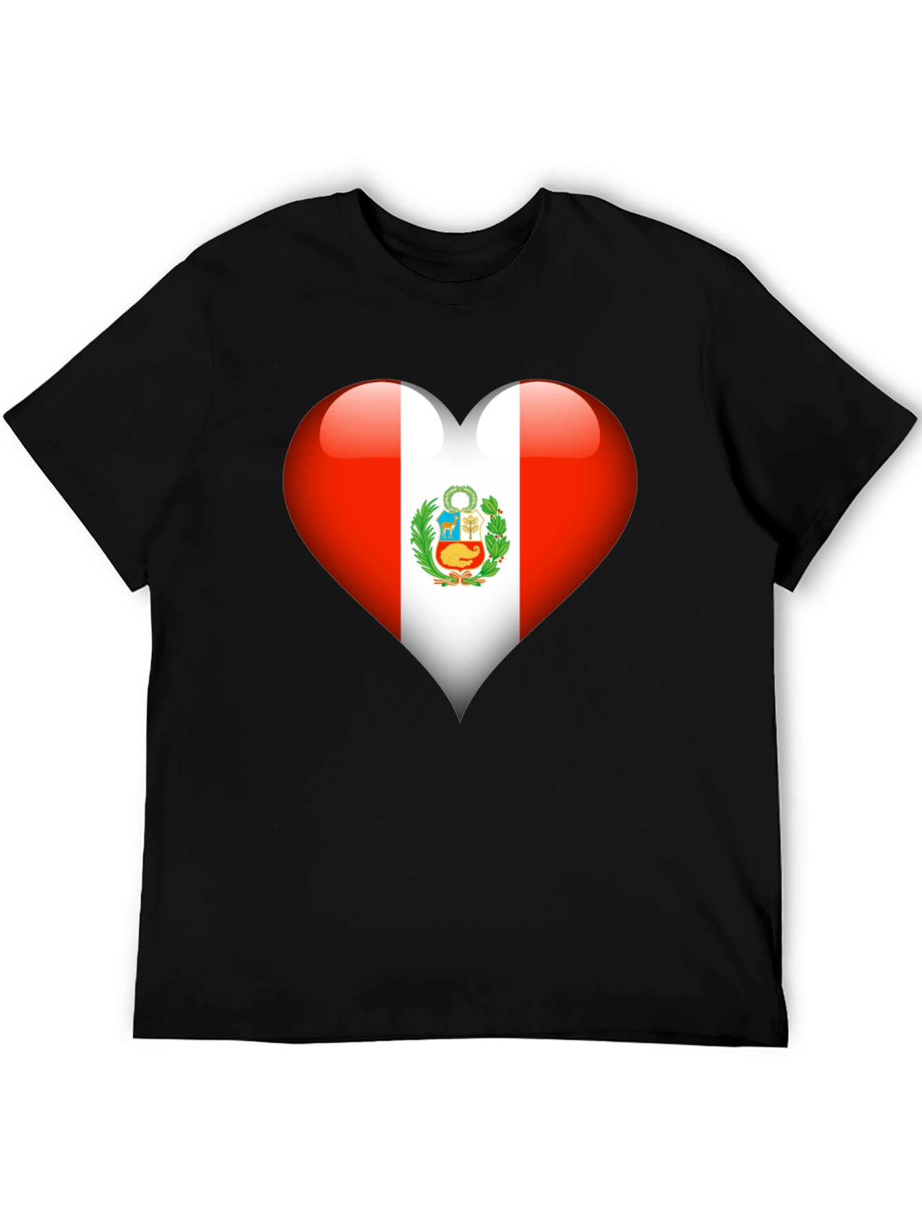 Black Peru Flag Heart T-Shirt - Show Your Pride view 5