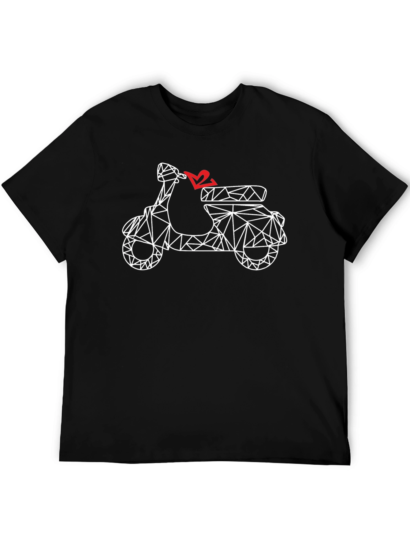 Black Geometric Scooter Heart T-Shirt - Black view 5