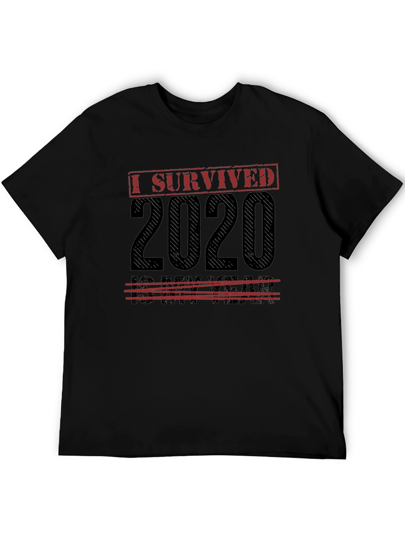 Black I Survived 2020 Men's Black T-Shirt view 5
