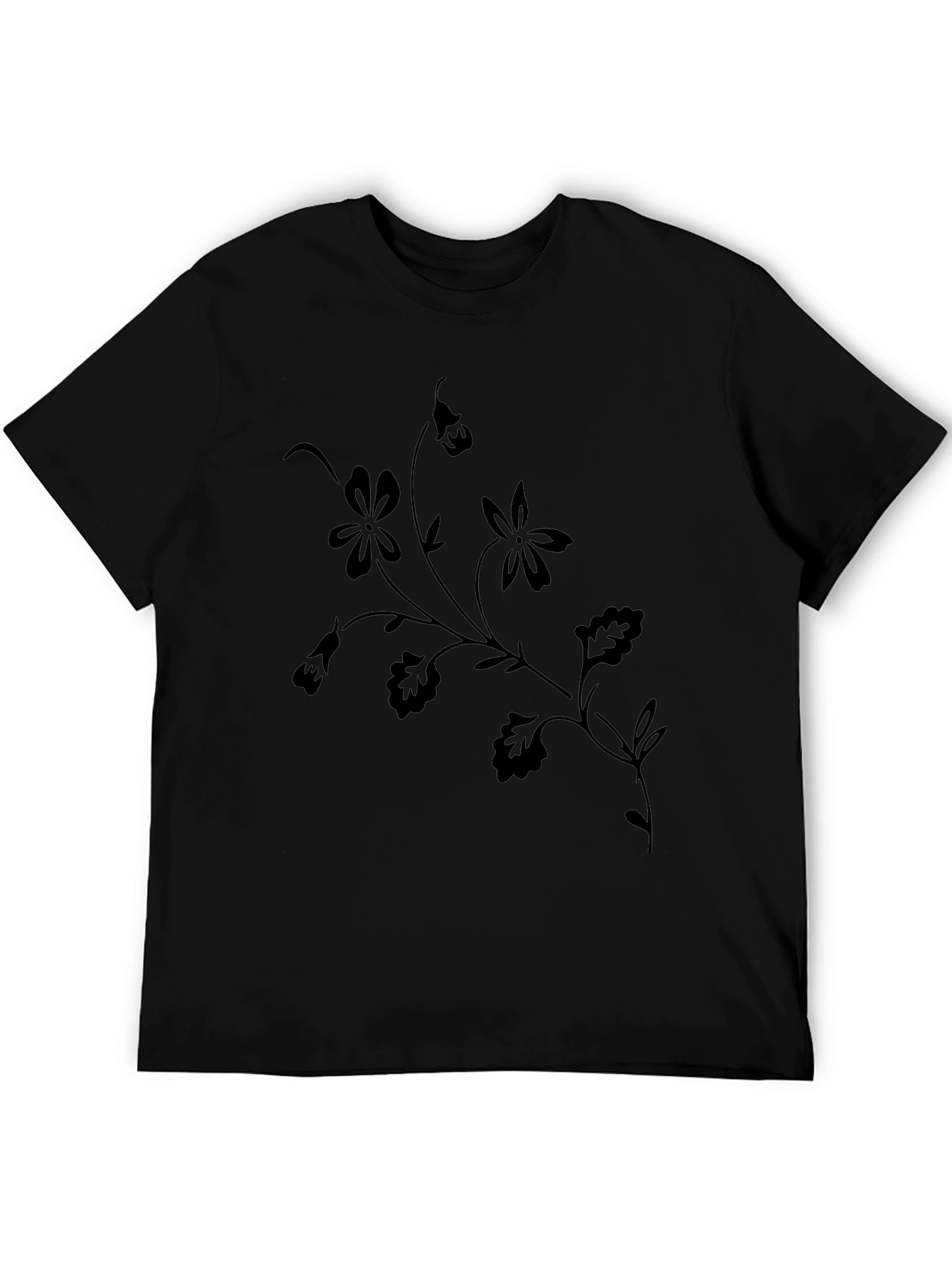 Black Floral Print Crew Neck T-Shirt view 5