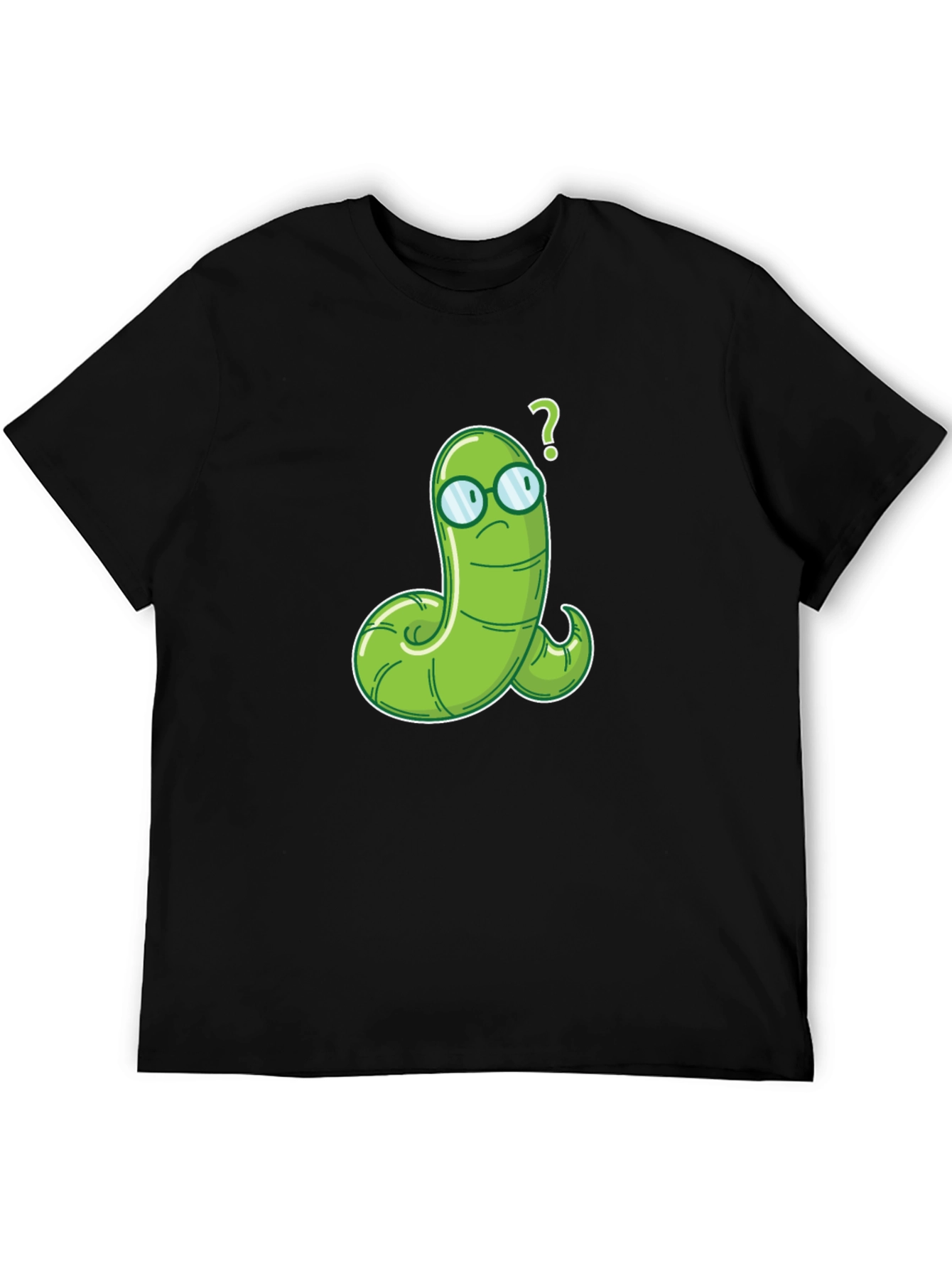 Black Worm with Glasses Graphic Tee - Funny Cartoon T-Shirt view 5