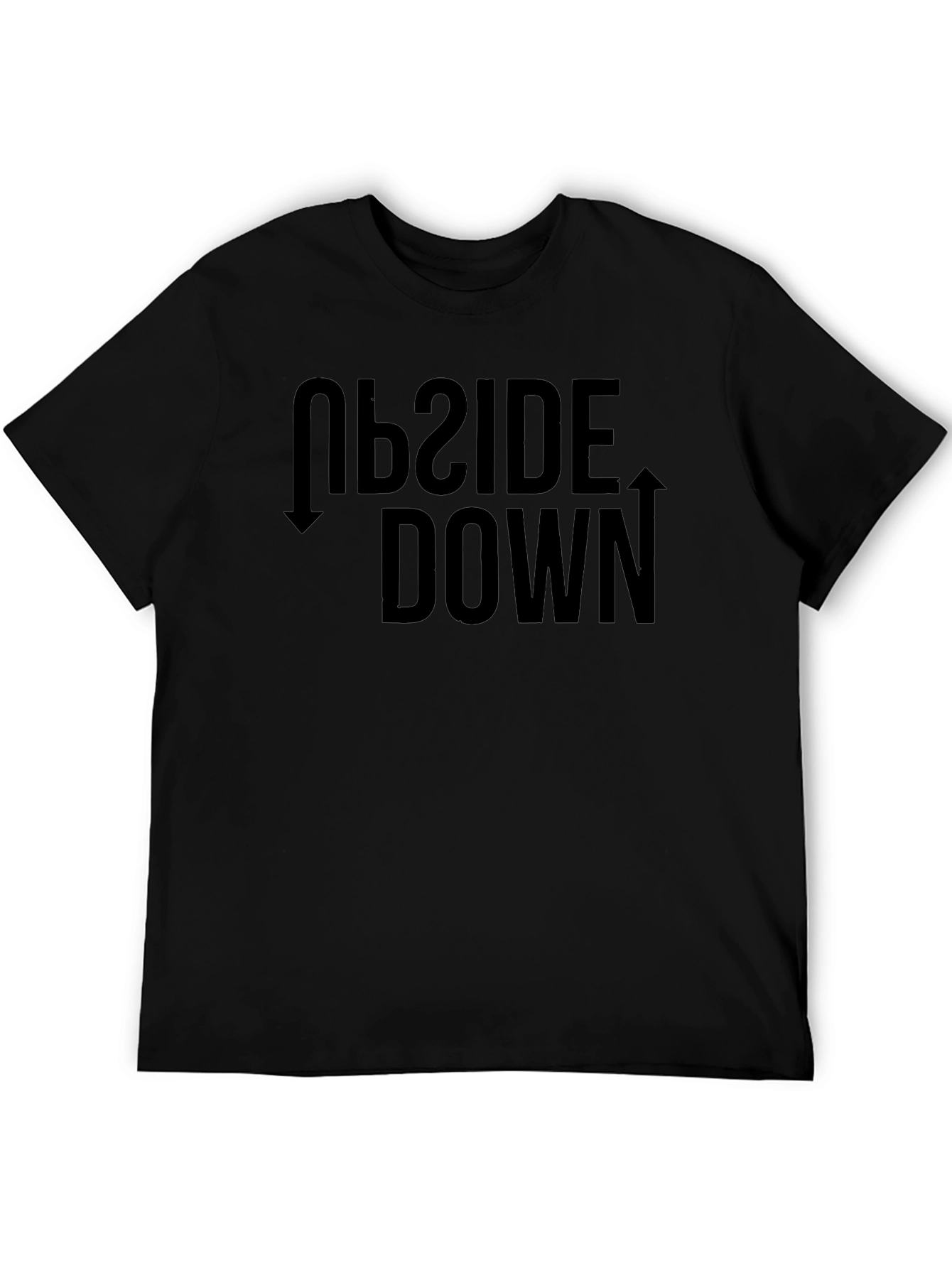 Black Upside Down Graphic Tee - Black Cotton T-Shirt view 5