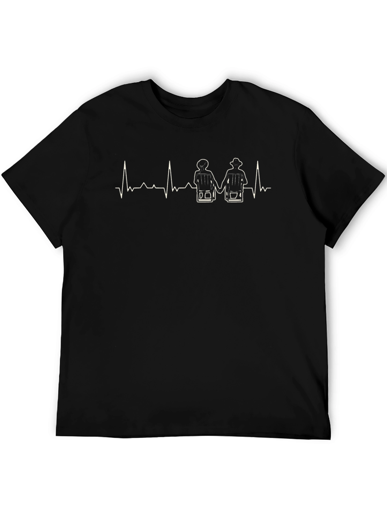Black Fishermen Heartbeat T-Shirt - Love Fishing Tee view 5
