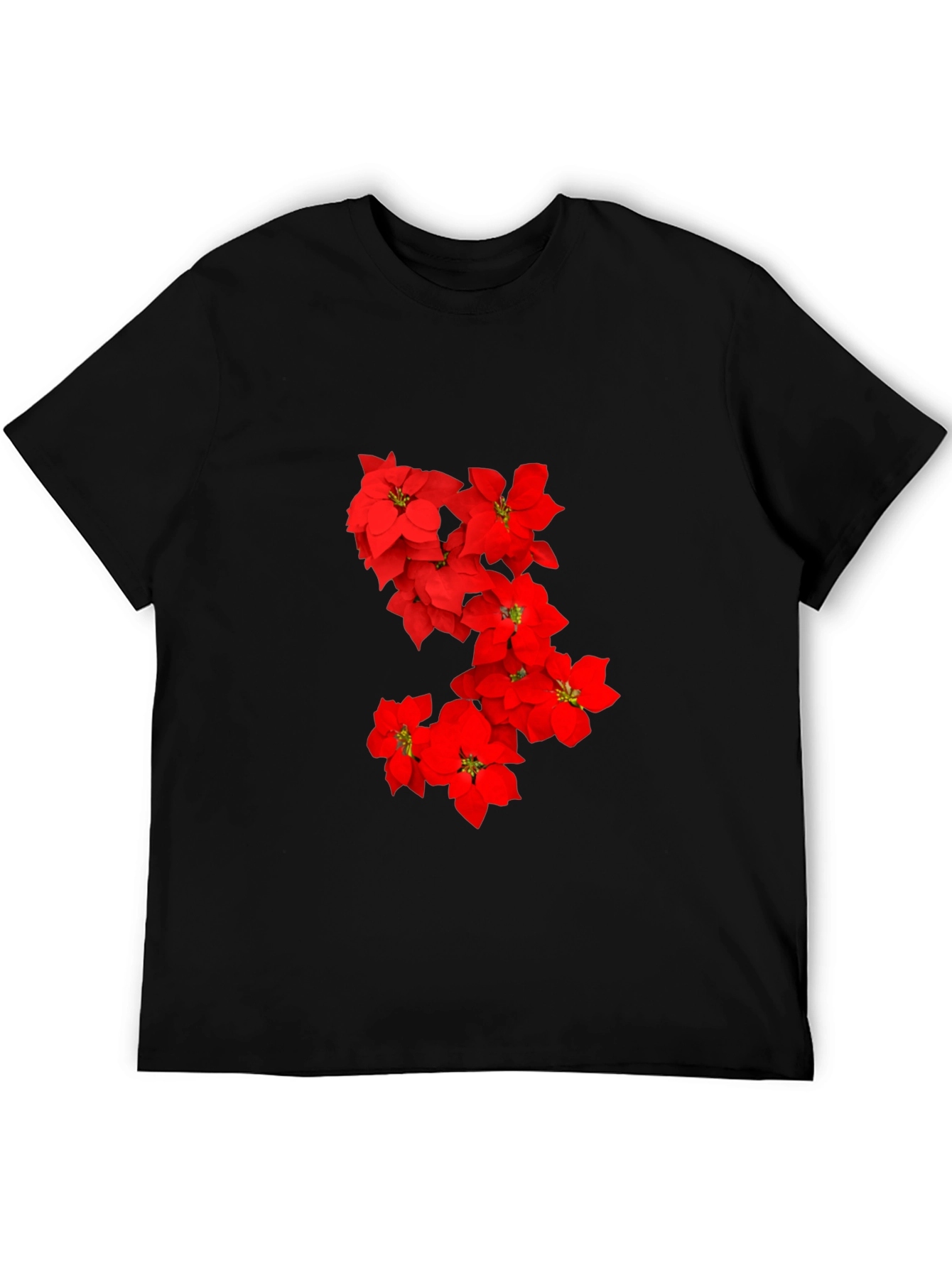 Black Red Floral Print Black T-Shirt for Men view 5