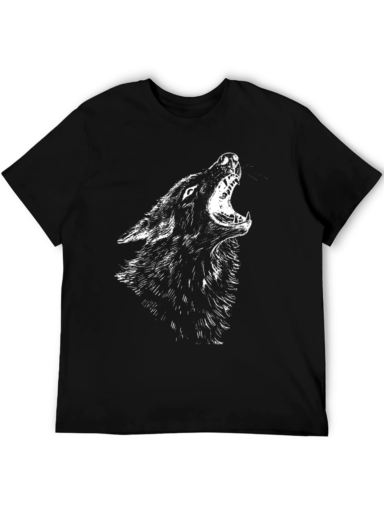 Black Wolf Howl Graphic Tee - Black T-Shirt view 5