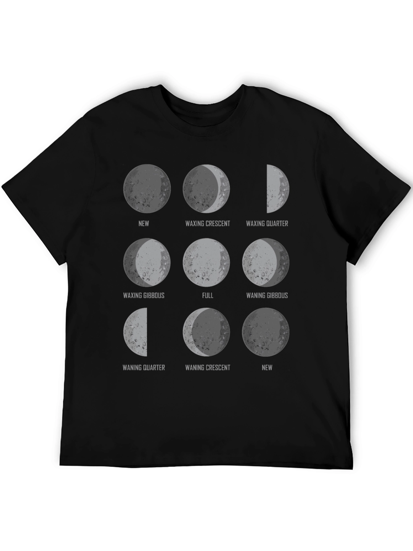 Black Moon Phases Graphic Tee - Astronomy T-Shirt view 5