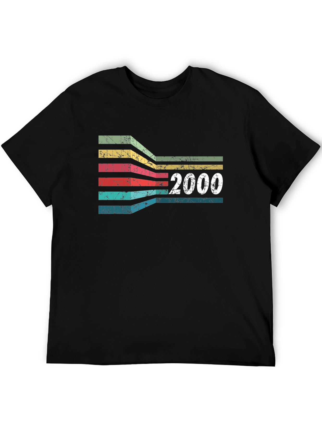 Black Retro 2000 Striped Graphic T-Shirt view 5