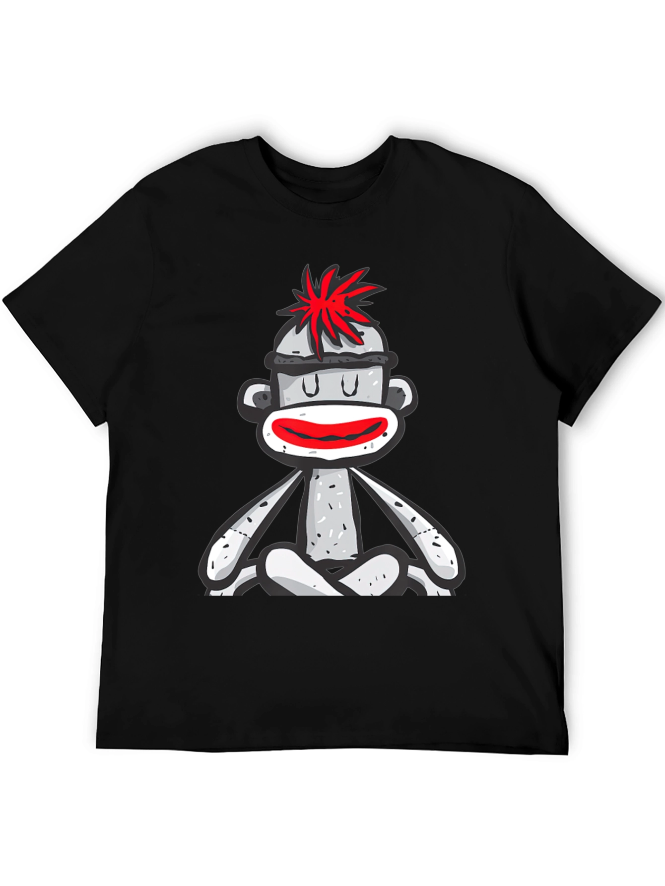 Black Sock Monkey T-Shirt - Meditating Design view 5