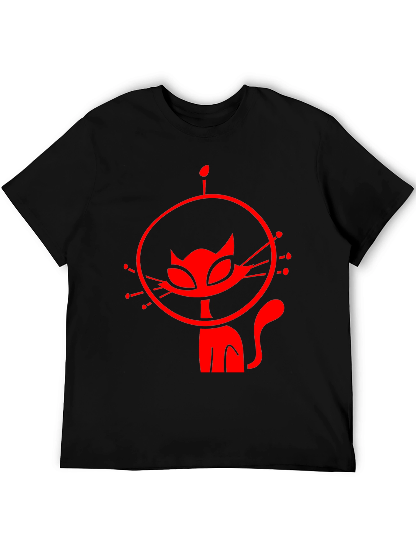 Black Retro Cat Astronaut Black Graphic Tee view 5