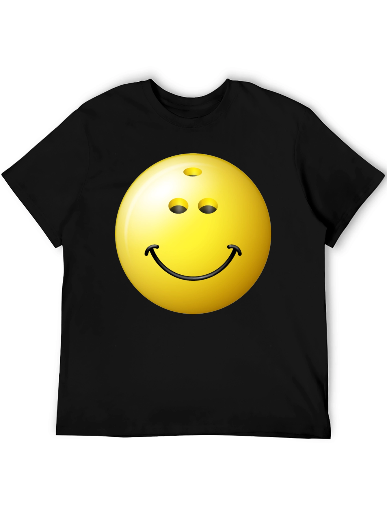 Black Bowling Ball Smiley Face Black T-Shirt view 5