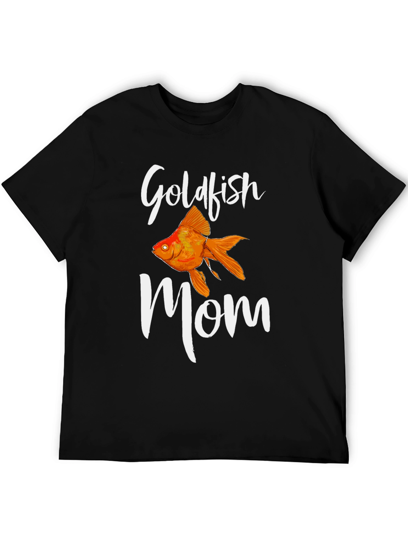 Black Goldfish Mom T-Shirt - Black Cotton Tee view 5