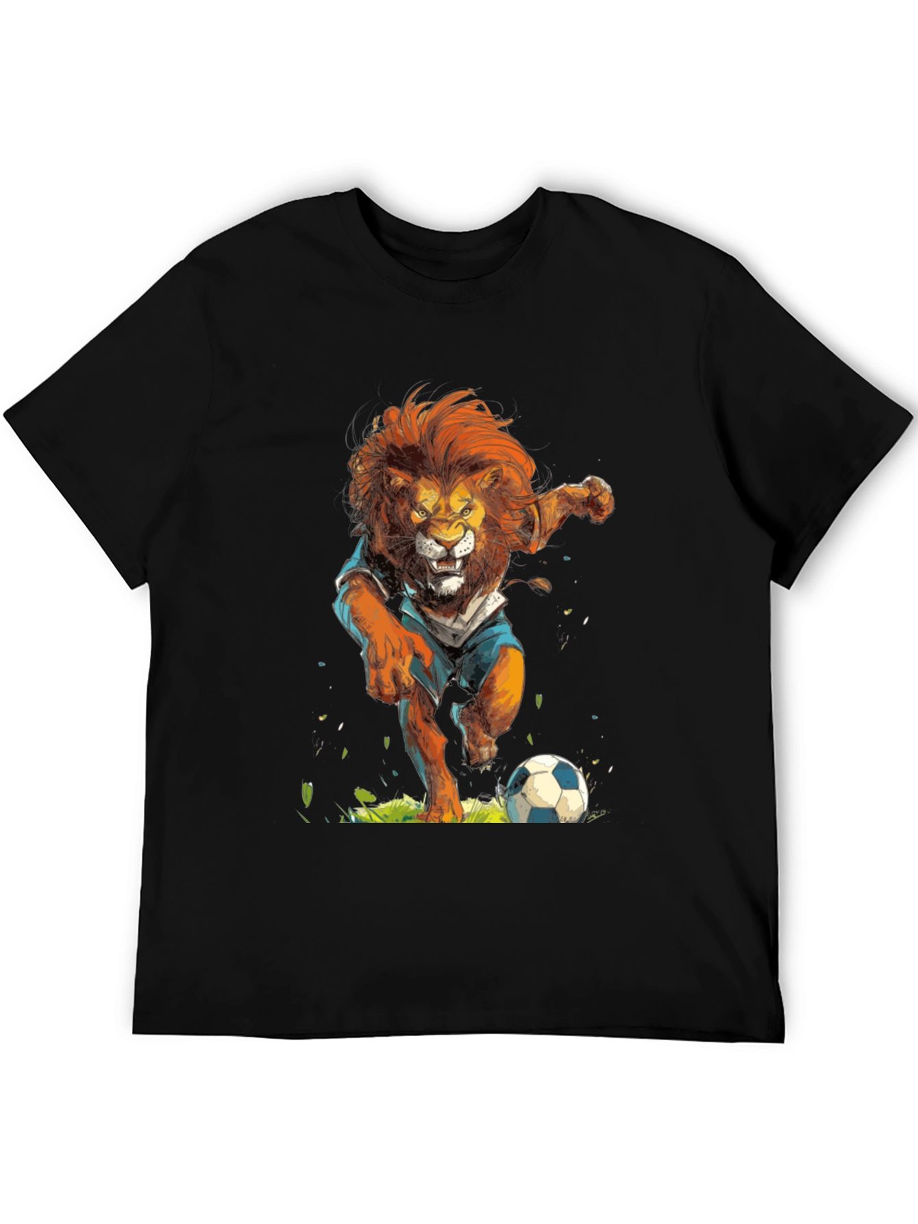 Black Lion Soccer T-Shirt - Black Graphic Tee view 5