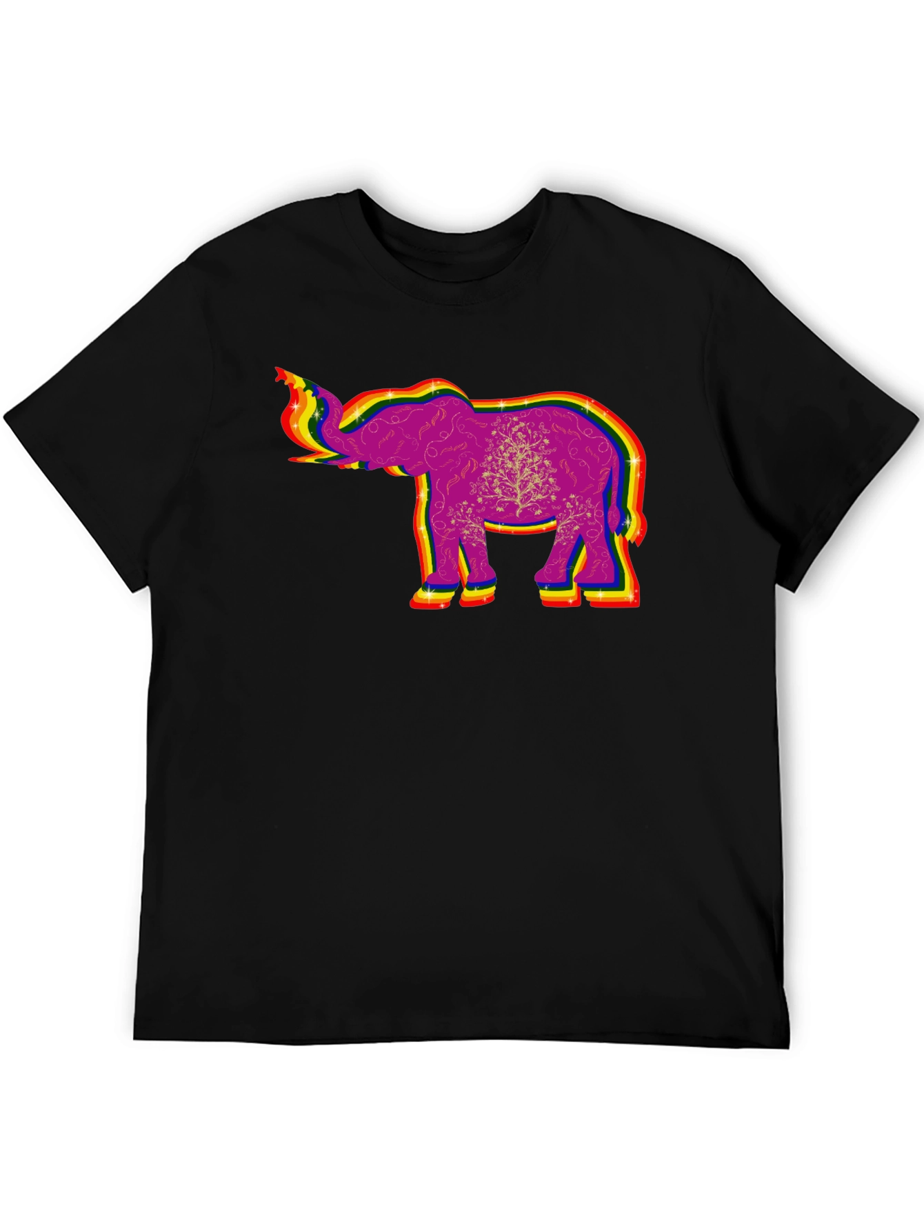 Black Rainbow Elephant Graphic Tee - Unique Design view 5