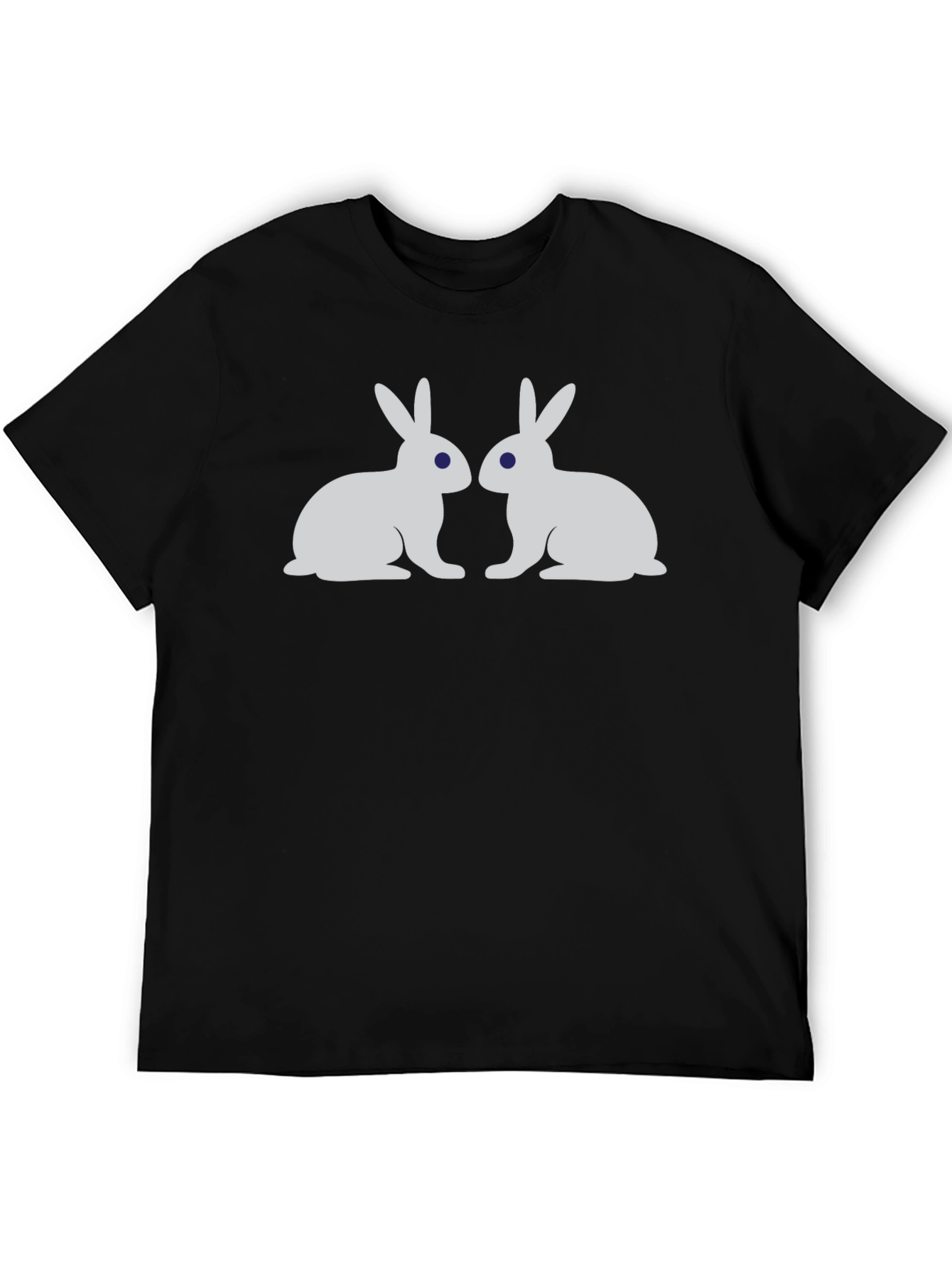 Black Two Bunny Rabbit Graphic Tee - Black view 5