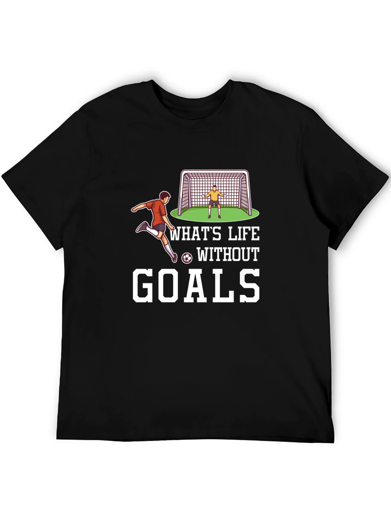 Black Soccer Goals Graphic T-Shirt - Black Casual Tee view 5