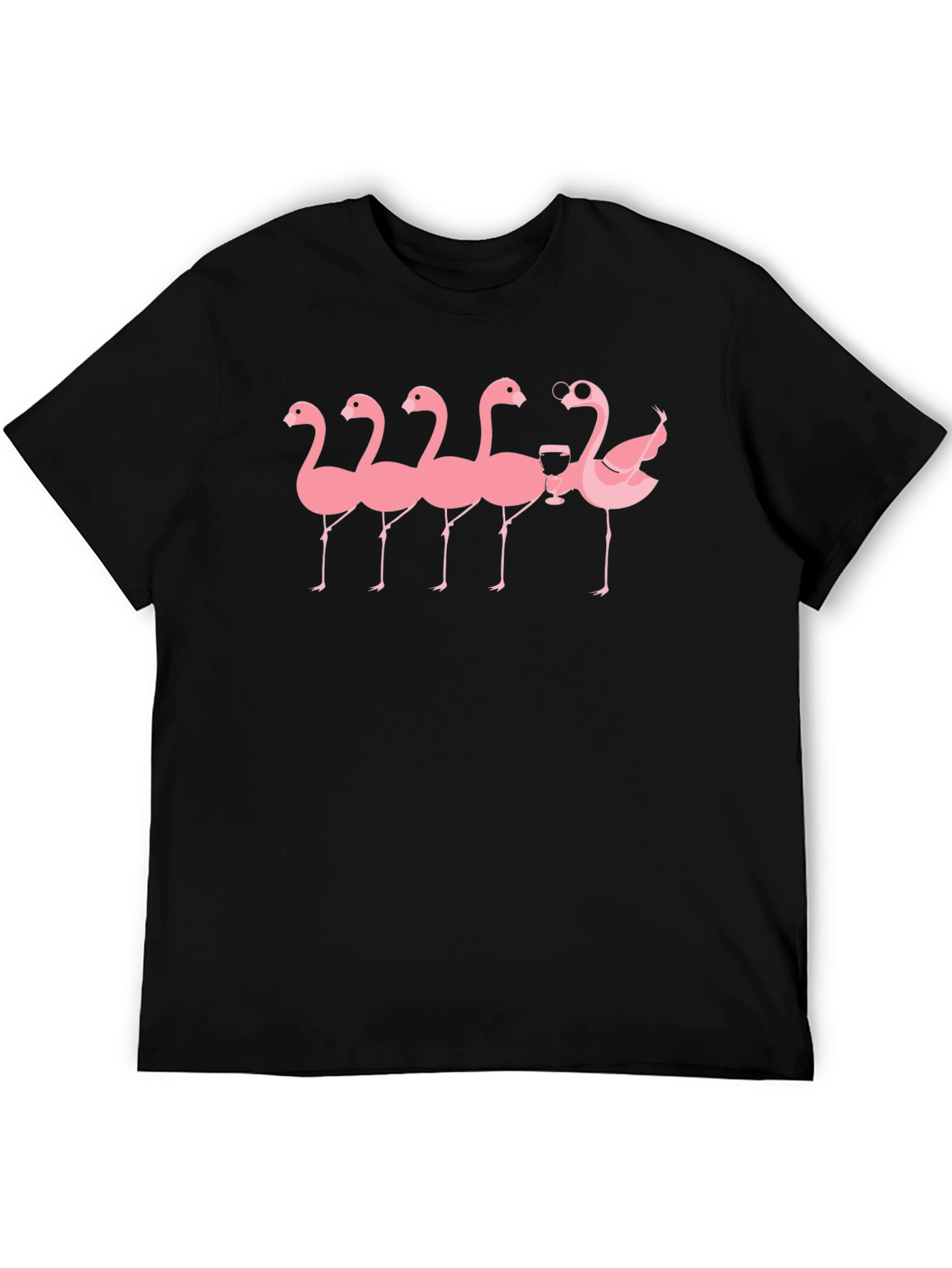 Black Black T-Shirt with Flamingo Graphic view 5