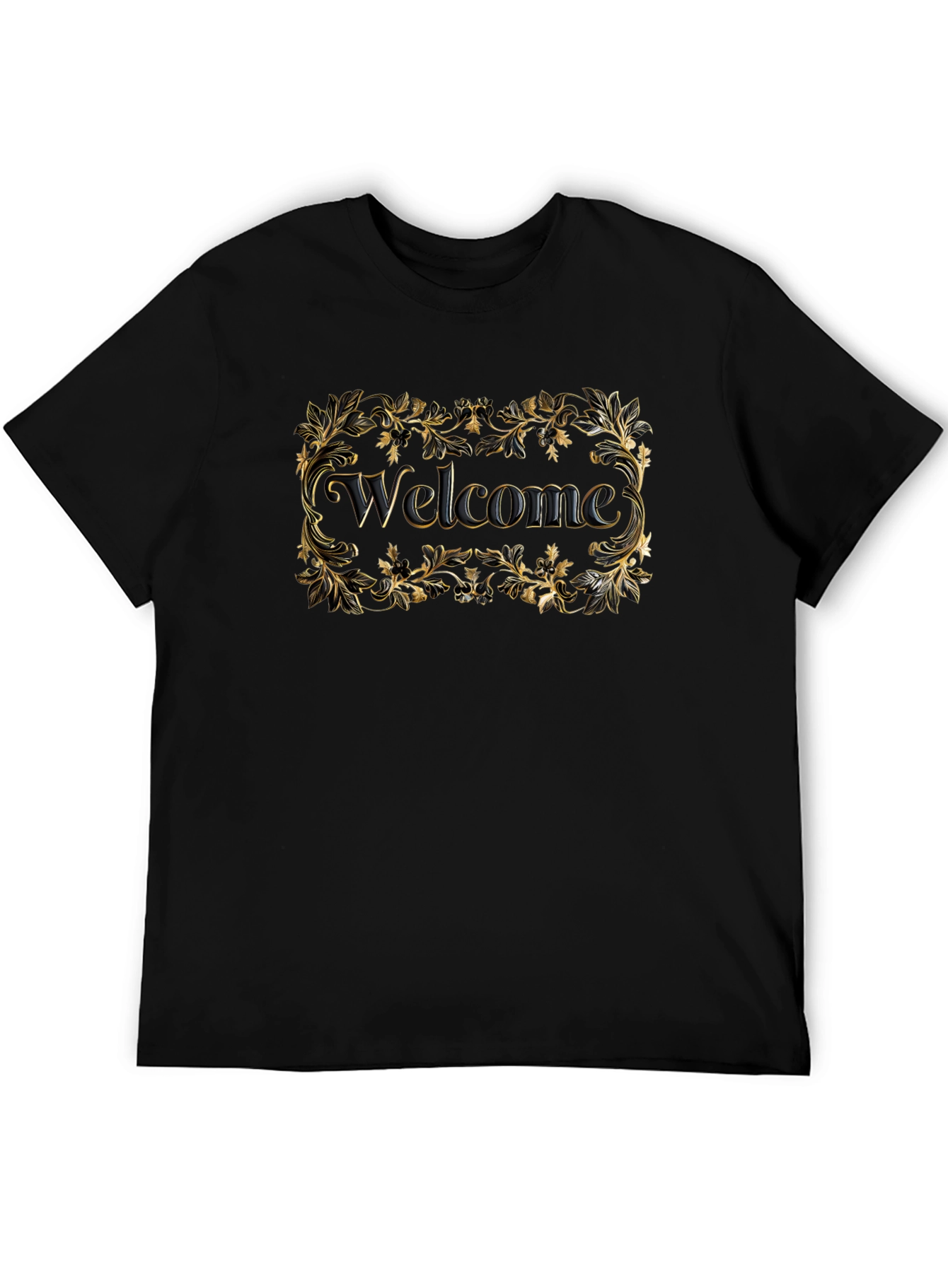 Black Welcome Black T-Shirt Gold Floral view 5