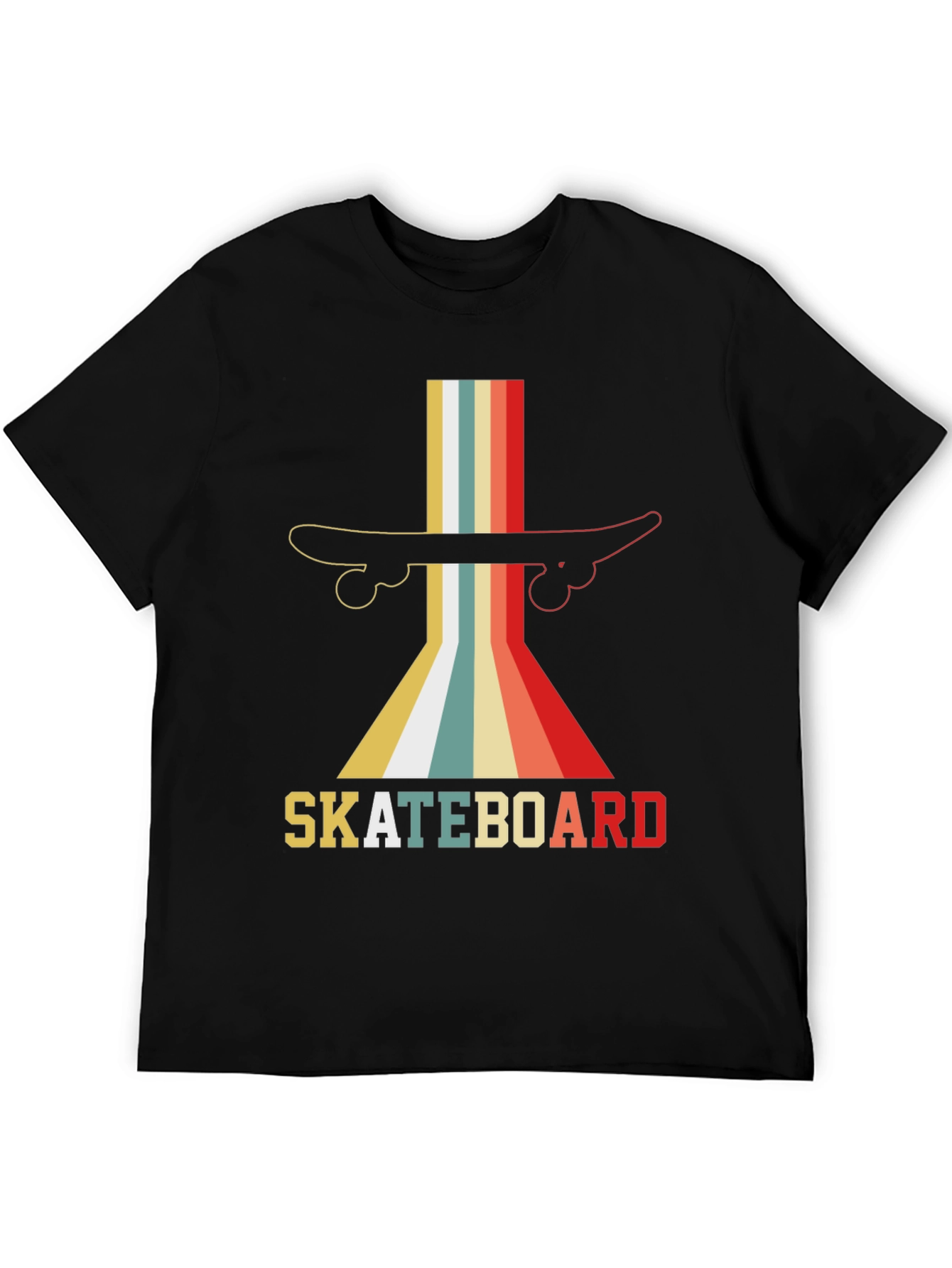 Black Retro Skateboard Graphic Tee - Vintage Style Shirt view 5