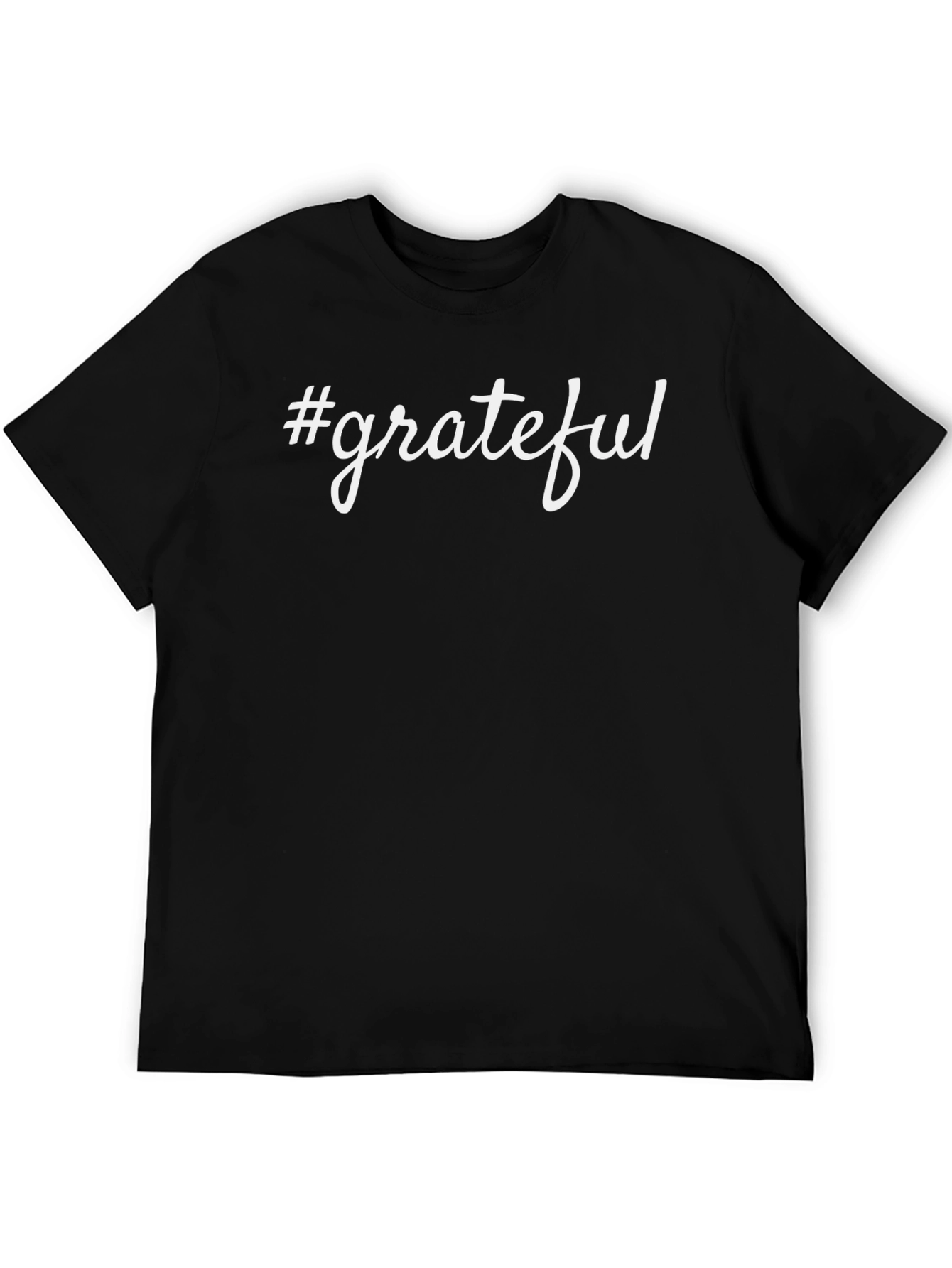 Black #Grateful Black T-Shirt - Stylish Casual Tee view 5