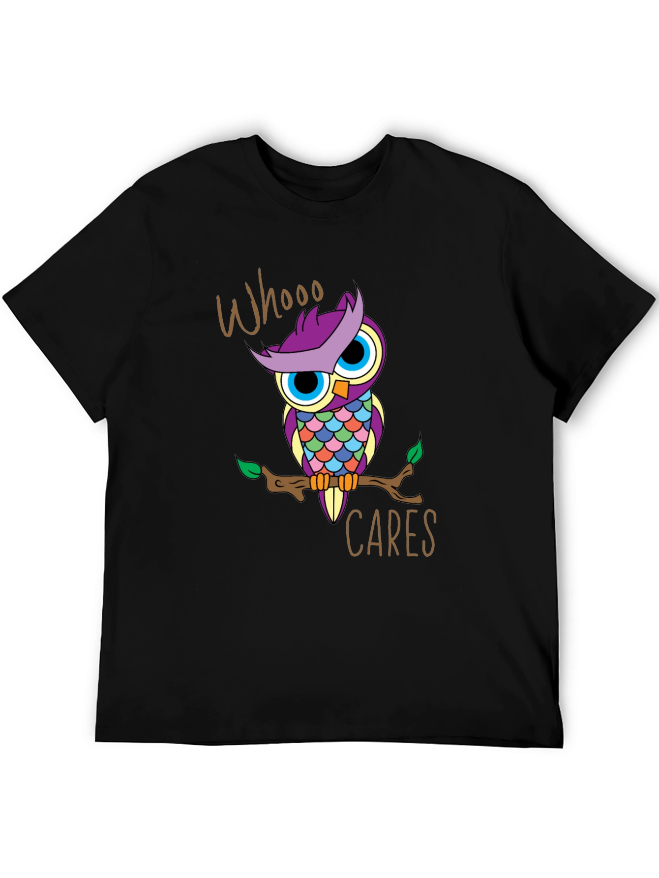 Black Whooo Cares Owl Graphic Print T-Shirt view 5