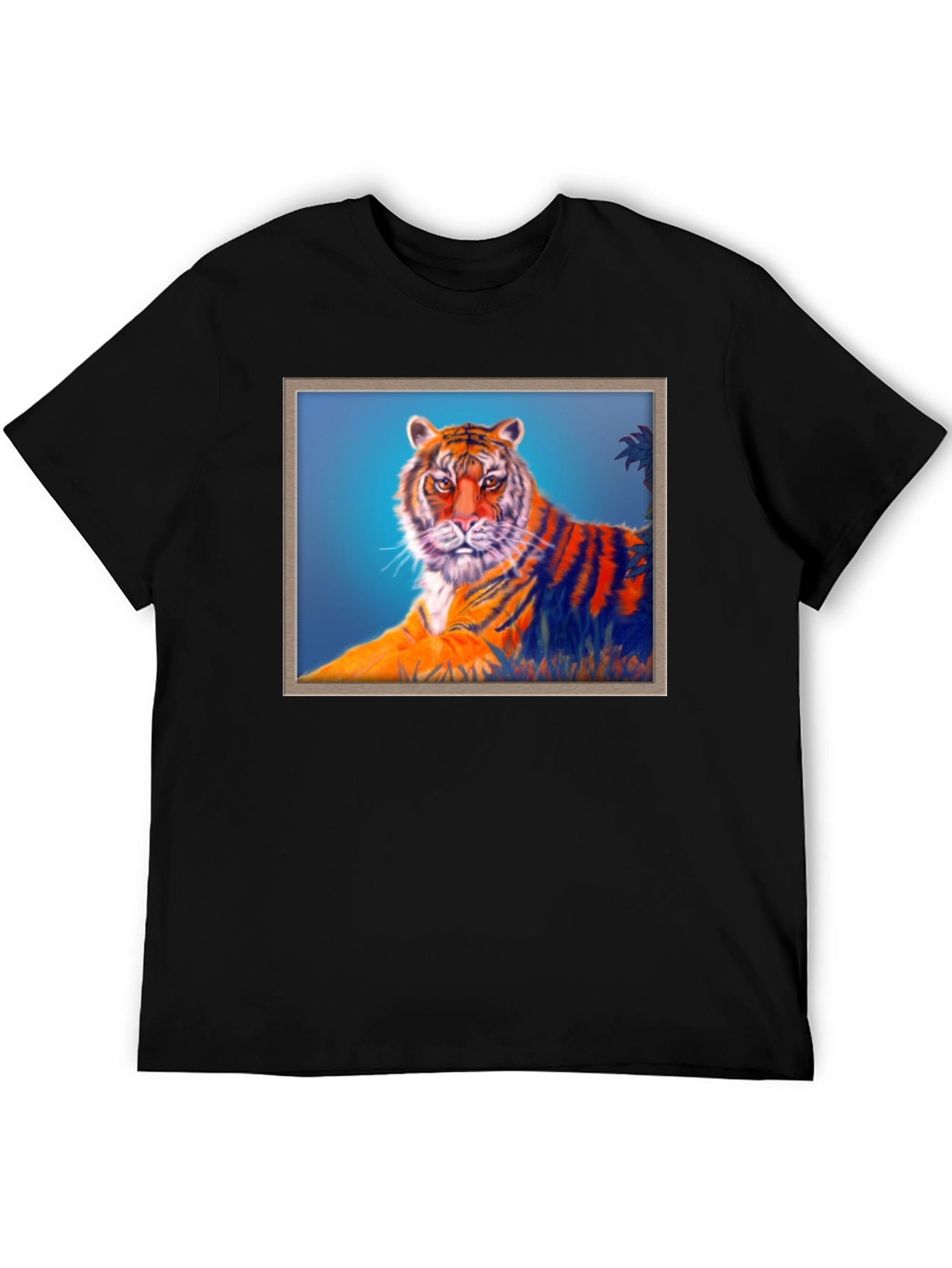 Black Tiger Graphic Print Crew Neck T-Shirt view 5