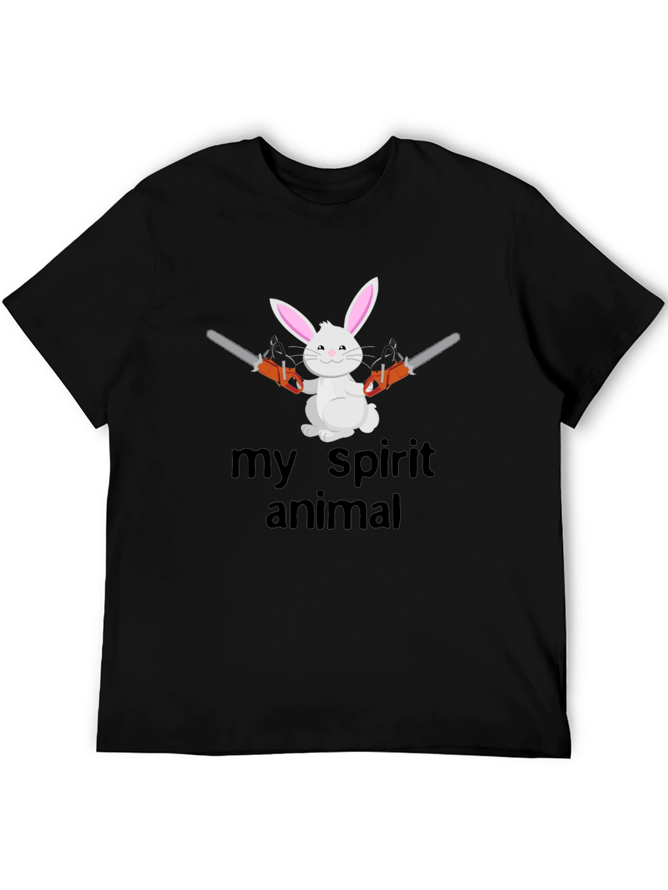 Black My Spirit Animal Bunny Chainsaw Graphic Tee view 5
