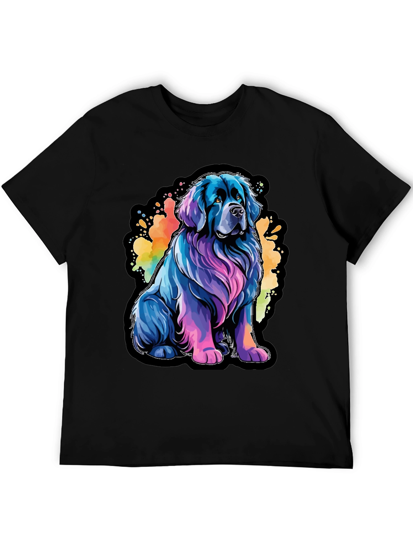 Black Colorful Dog Graphic Tee - Soft Cotton Blend view 5