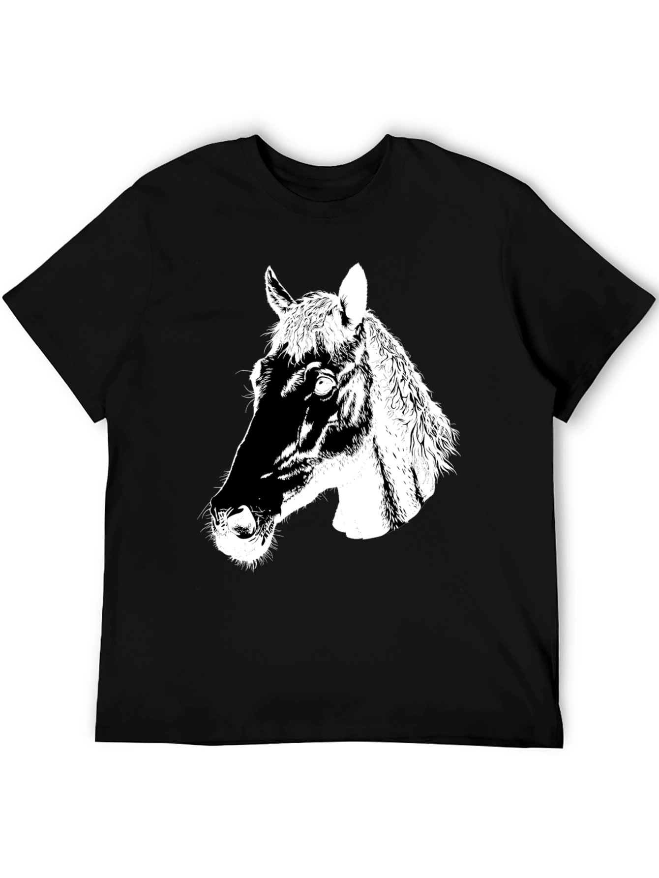 Black Men's Black Horse Graphic T-Shirt view 5