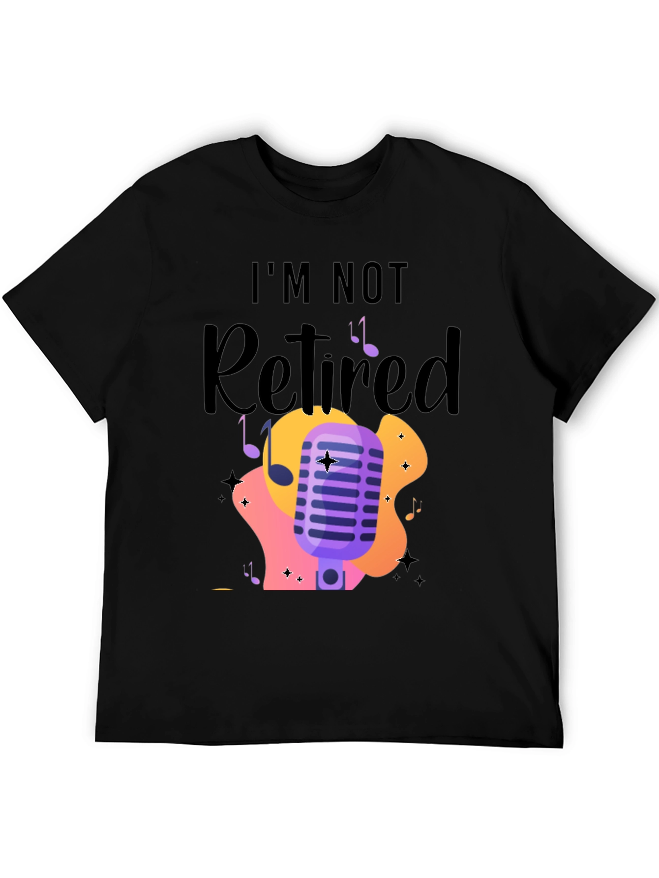 Black I'm Not Retired Music Lover T-Shirt view 5