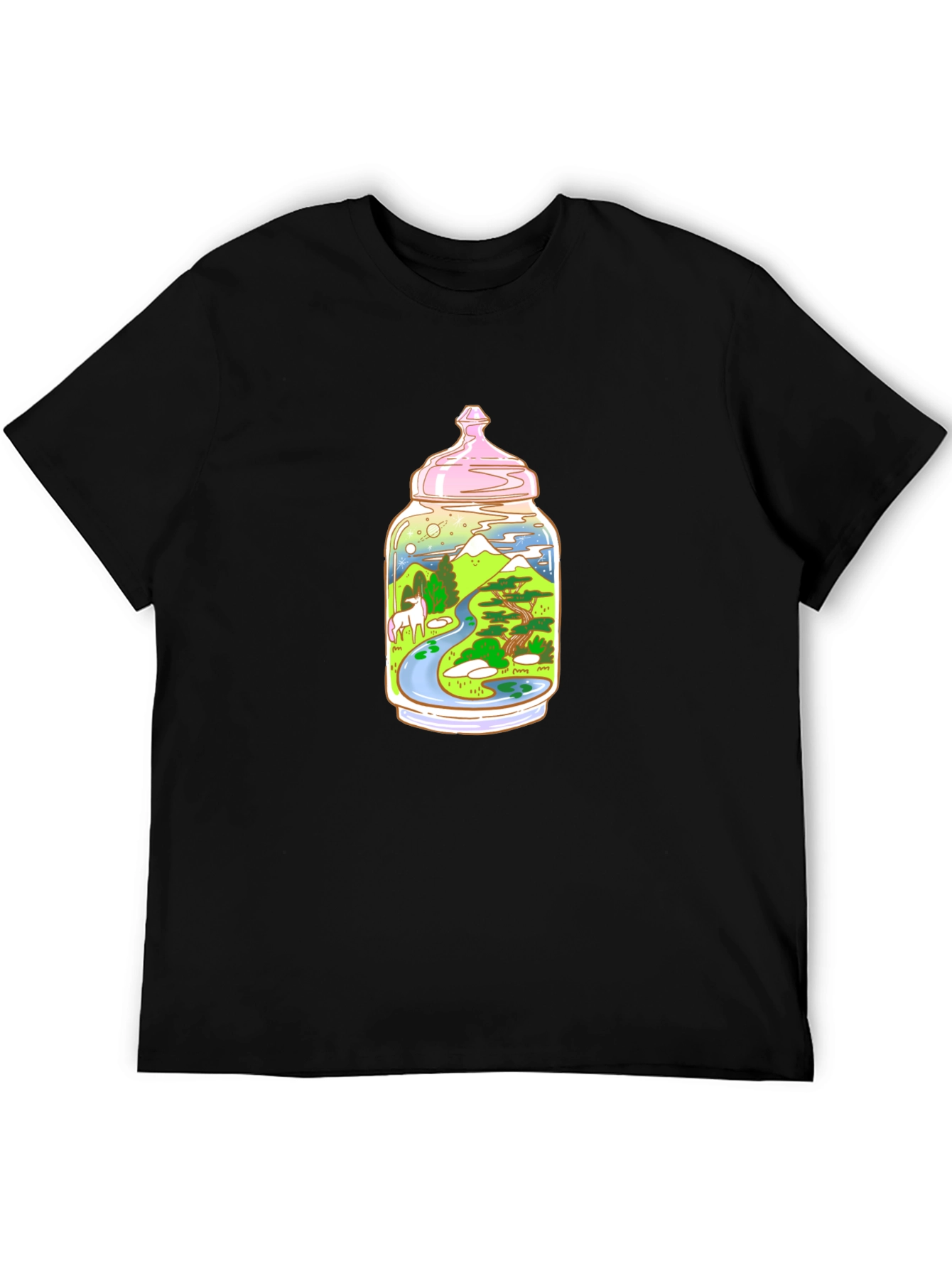 Black Unicorn Landscape in Jar T-Shirt view 5