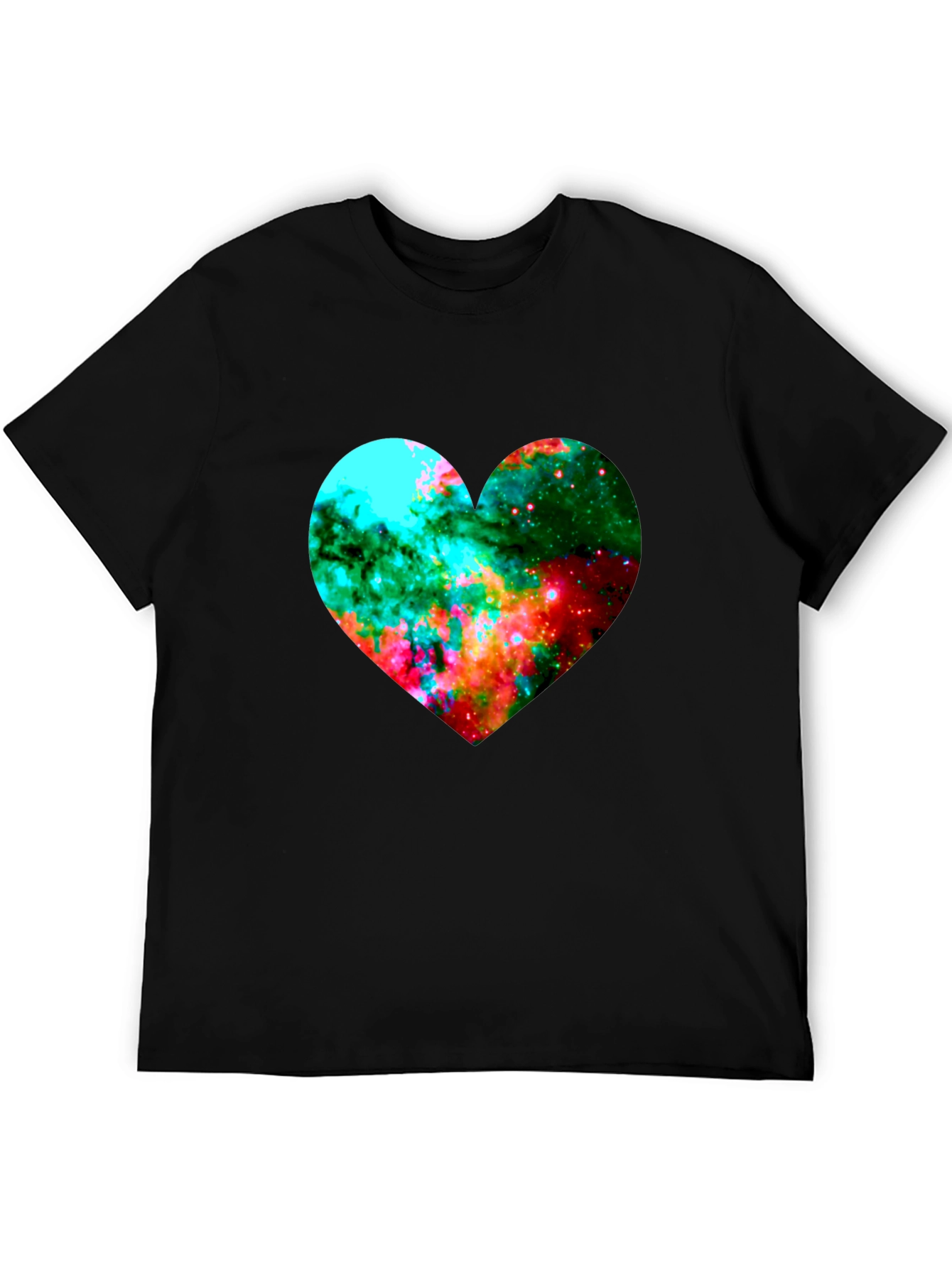 Black Galaxy Heart Graphic Black T-Shirt view 5