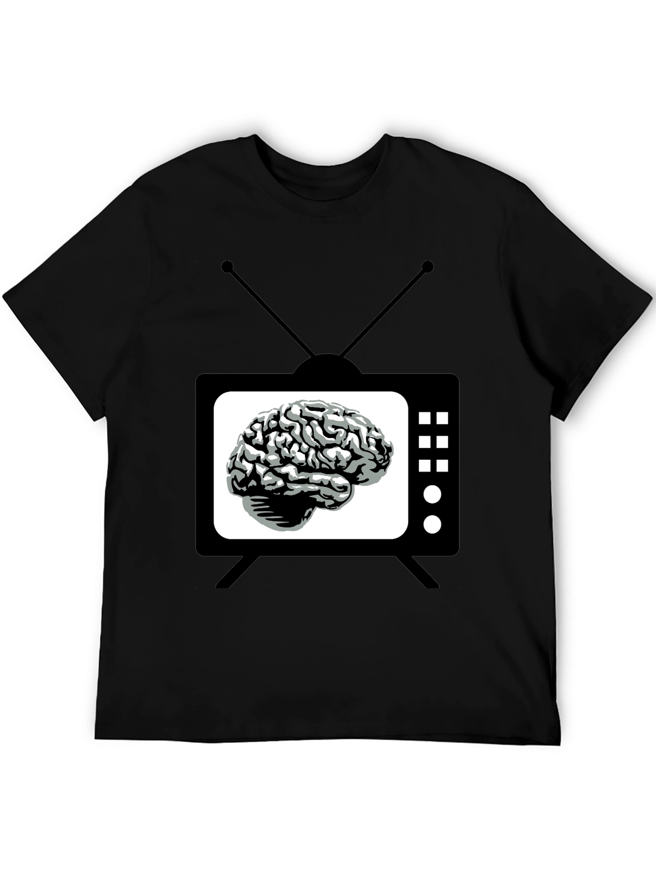 Brain TV Graphic Tee - Black Novelty T-Shirt - 5