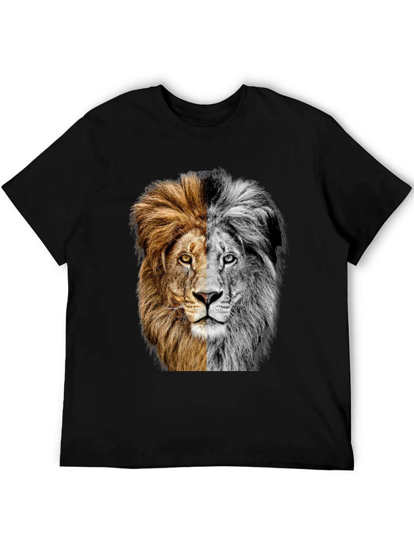 Black Two-Faced Lion Graphic Tee - Bold Animal Print view 5