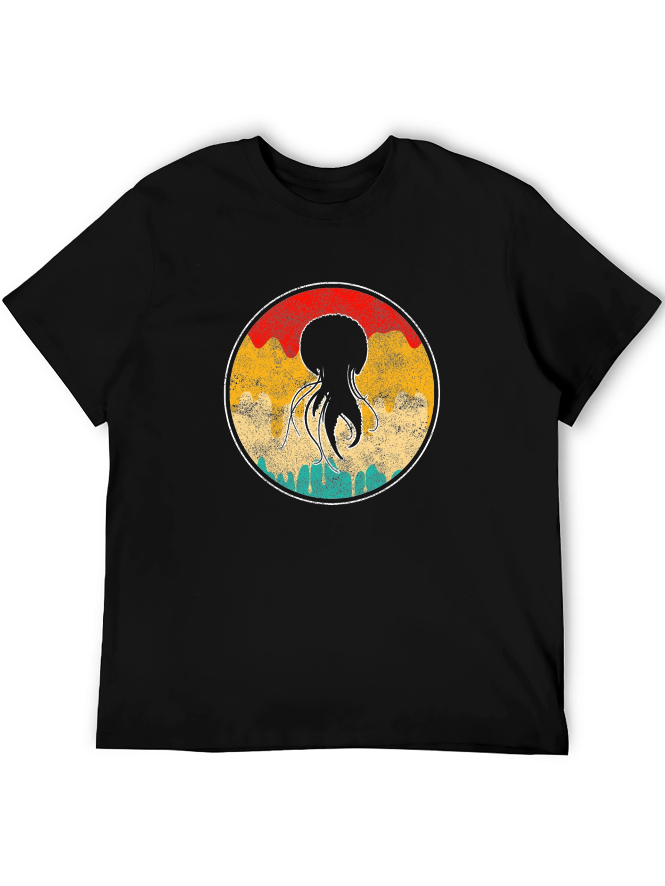 Black Retro Jellyfish Graphic T-Shirt view 5