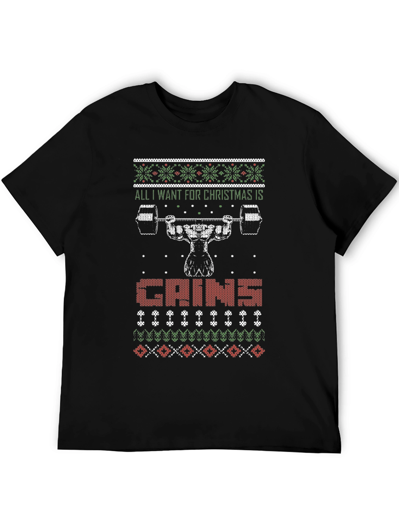 Funny Christmas Gym Gains T-Shirt - 5