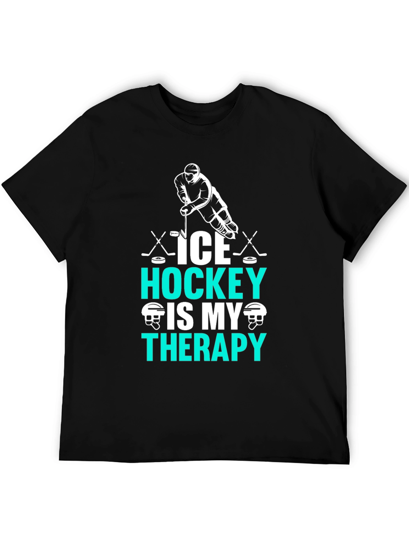 Black Ice Hockey Therapy Graphic T-Shirt for Hockey Lovers view 5